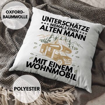 Trendation Dekokissen Trendation - Unterschätze Niemals Einen Alten Mannin Einem Wohnmobil Kissen Geschenk Camper Wohnmobilfahrer Geschenkidee Lustig Dekokissen mit Füllung 40x40