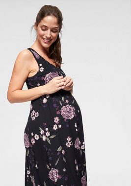 Neun Monate Umstandskleid, Für Schwangerschaft und Stillzeit, in fließender Form und mit Blumenmuster