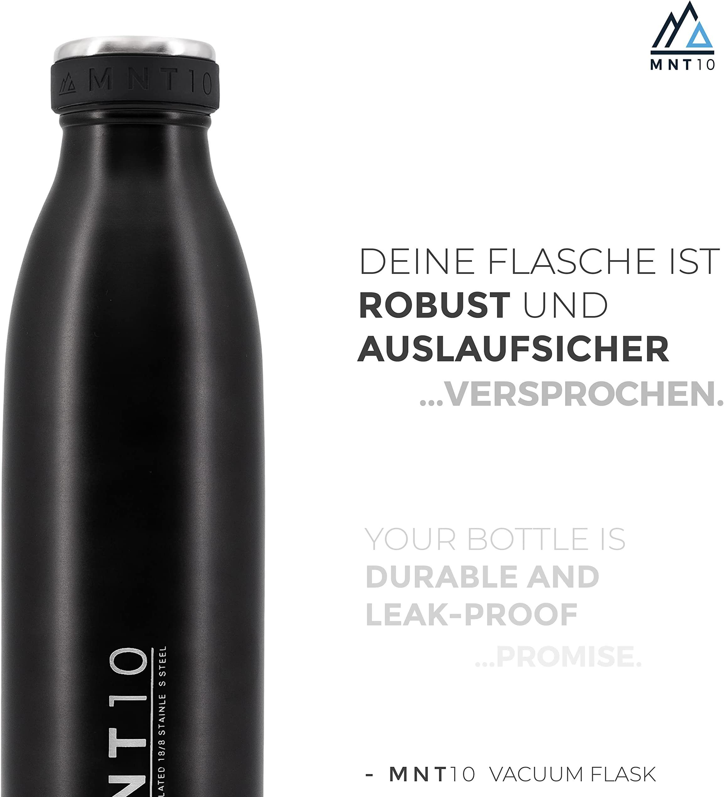 500ml,750ml,1000ml Edelstahl MNT10 geeignet Flasche Thermoflasche Thermoflasche, Trinkflasche Isolierte - Auslaufsicher, kohlensäure - Schwarz