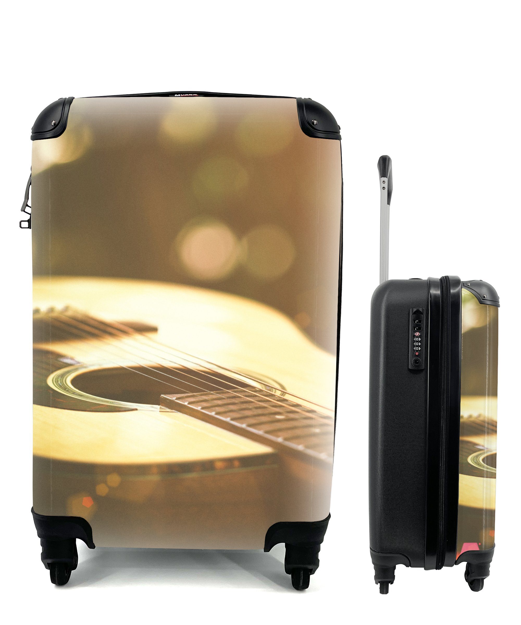 MuchoWow Handgepäckkoffer Abstraktes Porträt einer akustischen Gitarre, 4 Rollen, Reisetasche mit rollen, Handgepäck für Ferien, Trolley, Reisekoffer