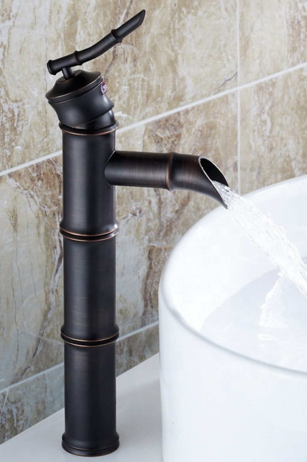 Kinaree Badarmatur Retro Wasserhahn TUY HOA Bad Waschtischarmatur für Aufsatzbecken Messing, Keramikkartusche, Armatur