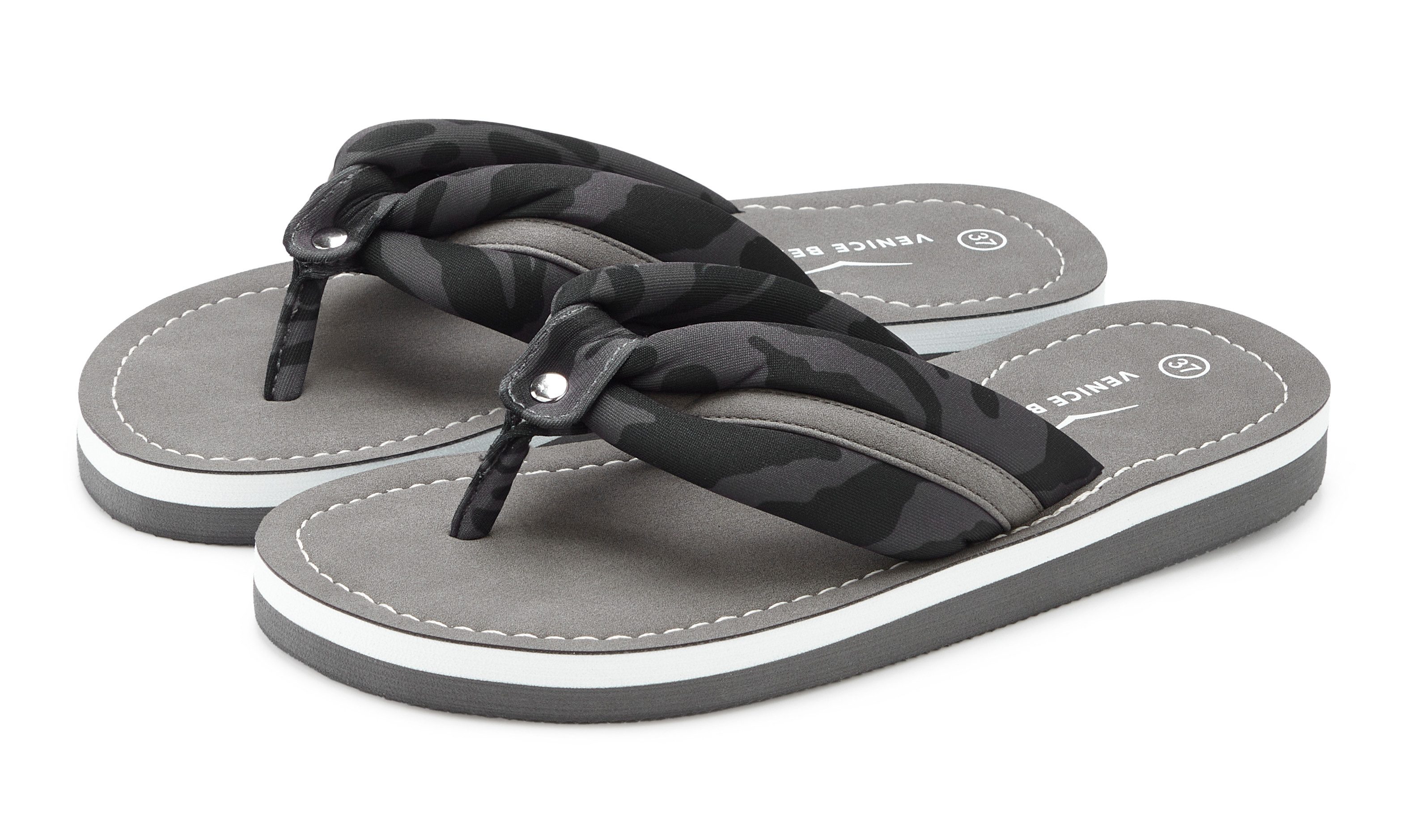 Venice Beach Sandale, Badeschuh, Badelatsche, Flip Flop, Badeschlappe, Sommerschuhe Badezehentrenner NEU Zehentrenner mit wasserabweisender und leichter Sohle VEGAN