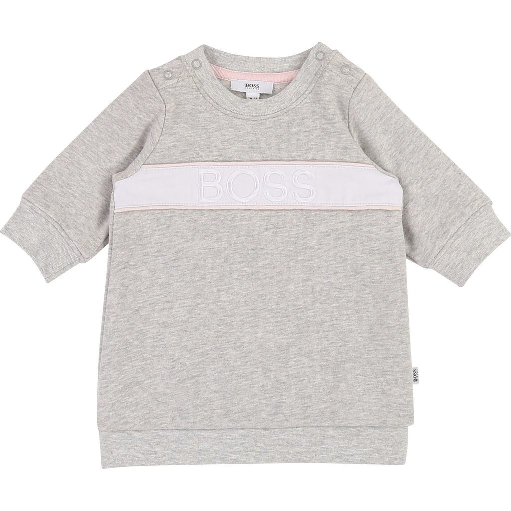 Boss Kidswear A-Linien-Kleid BOSS Kidswear Baby Kleid grau mit Logo