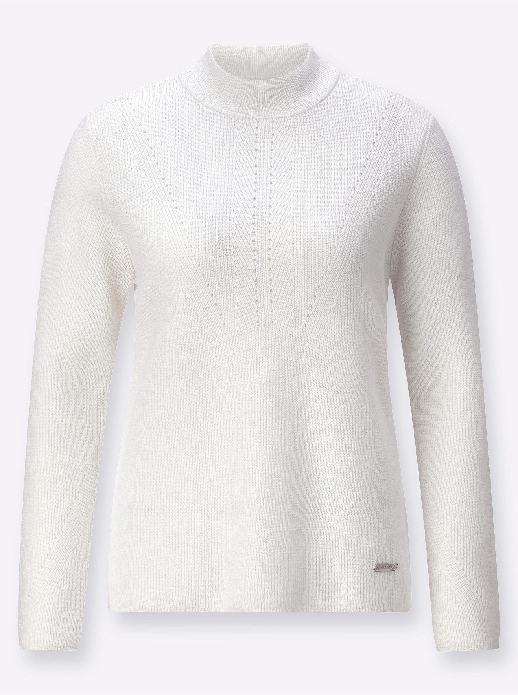 Strickpullover Stehkragen-Pullover Langarm Rippoptik