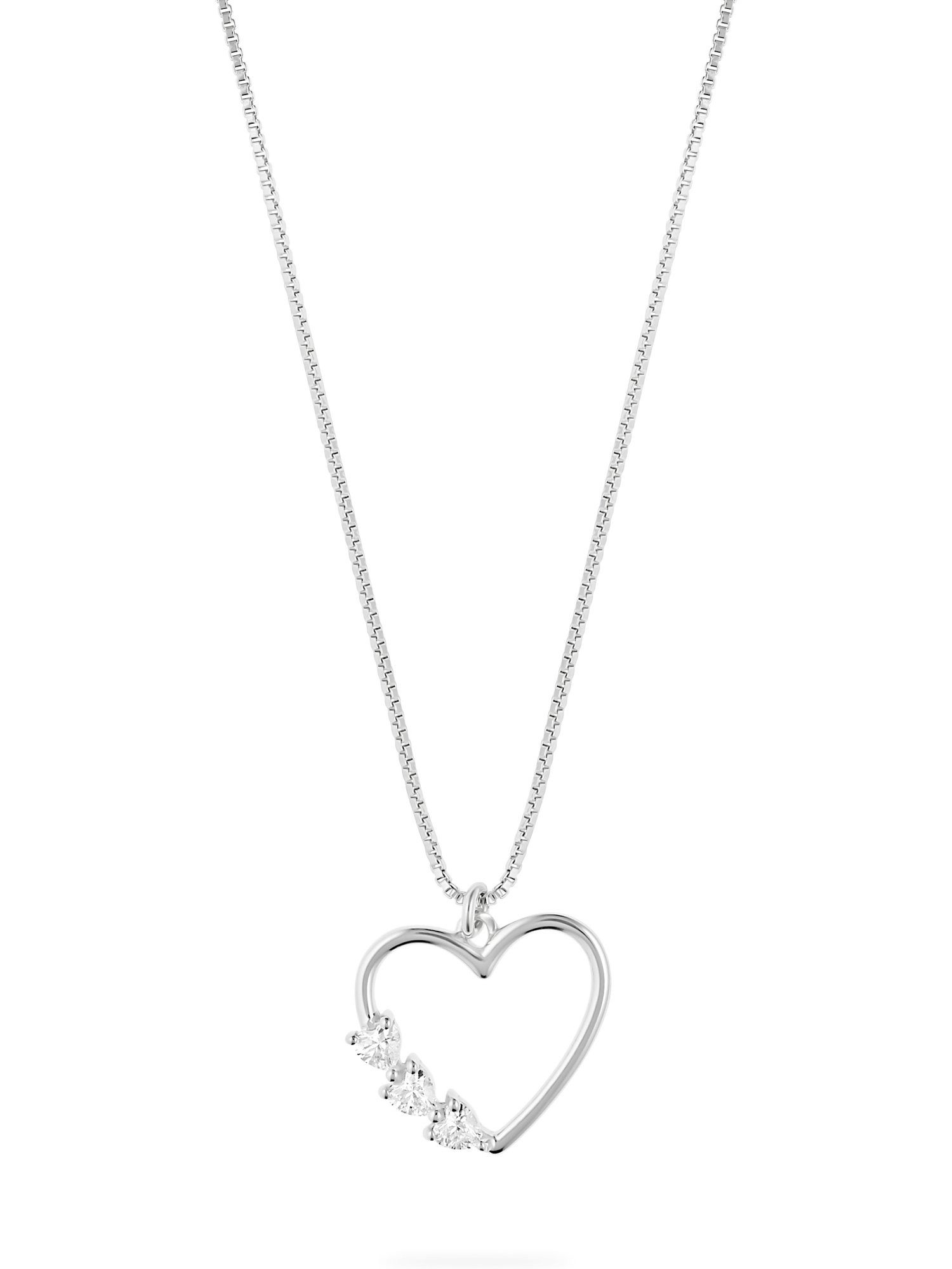 FAVS Silberkette FAVS Damen-Kette 925er Silber 3 Zirkonia Herz