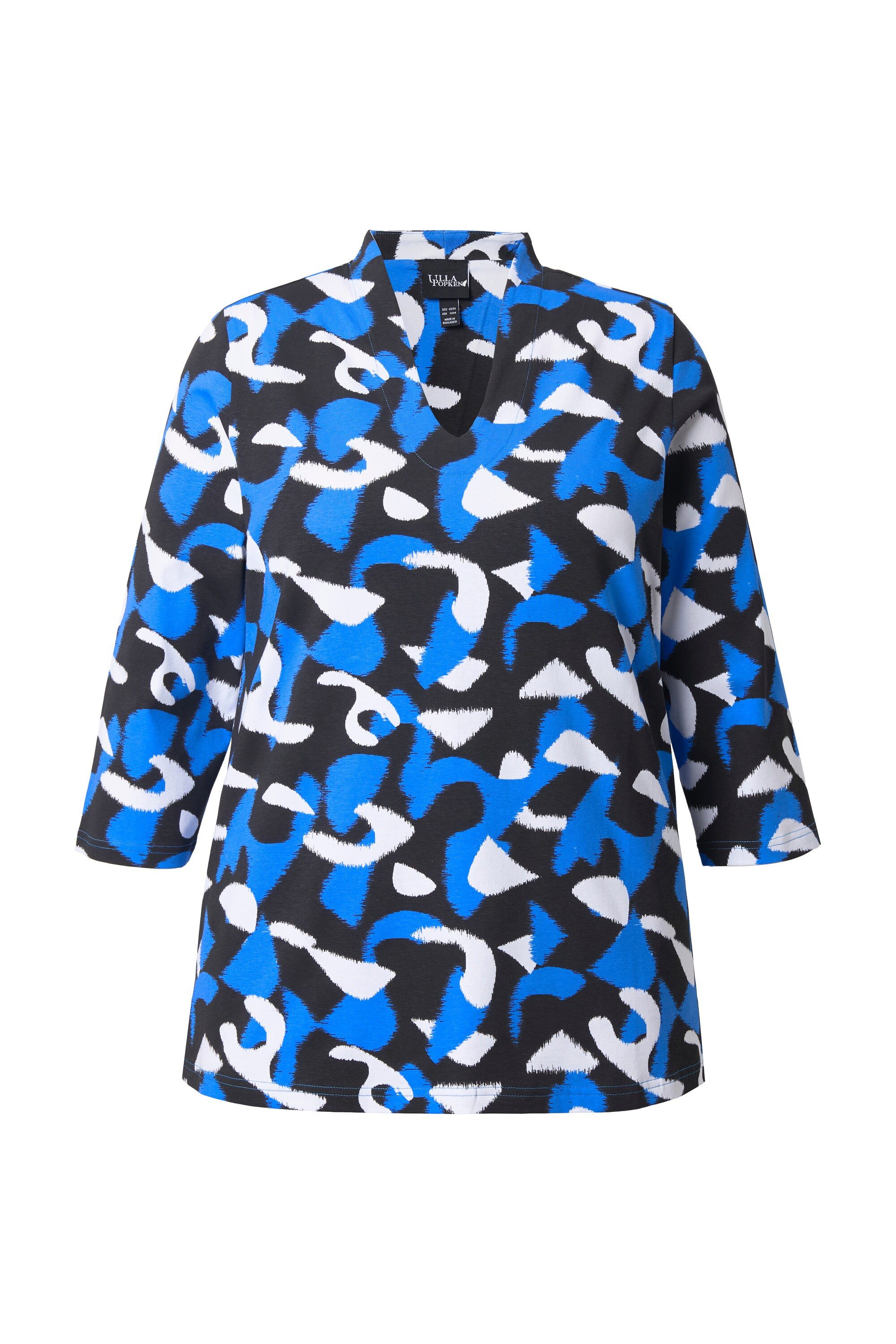 Ulla Popken T-Shirt Shirt grafischer Druck Kelchkragen 3/4-Arm günstig online kaufen