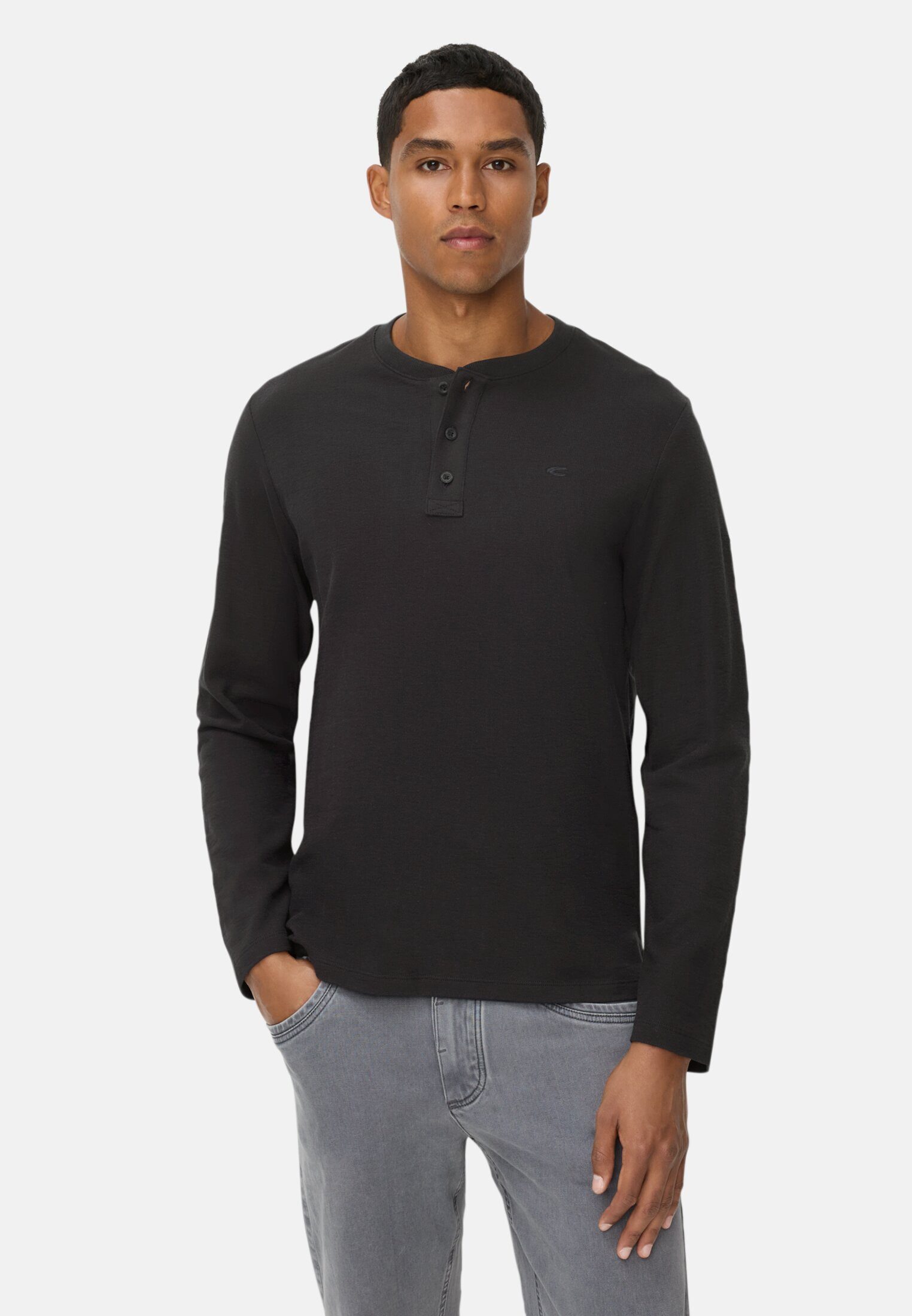 camel active Henleyshirt aus reiner Baumwolle Langarm Henley günstig online kaufen
