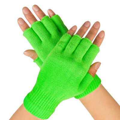 Boland Kostüm Fingerlose Strickhandschuhe neongrün, Fingerlose Handschuhe als Basic für Deinen Neon-Style