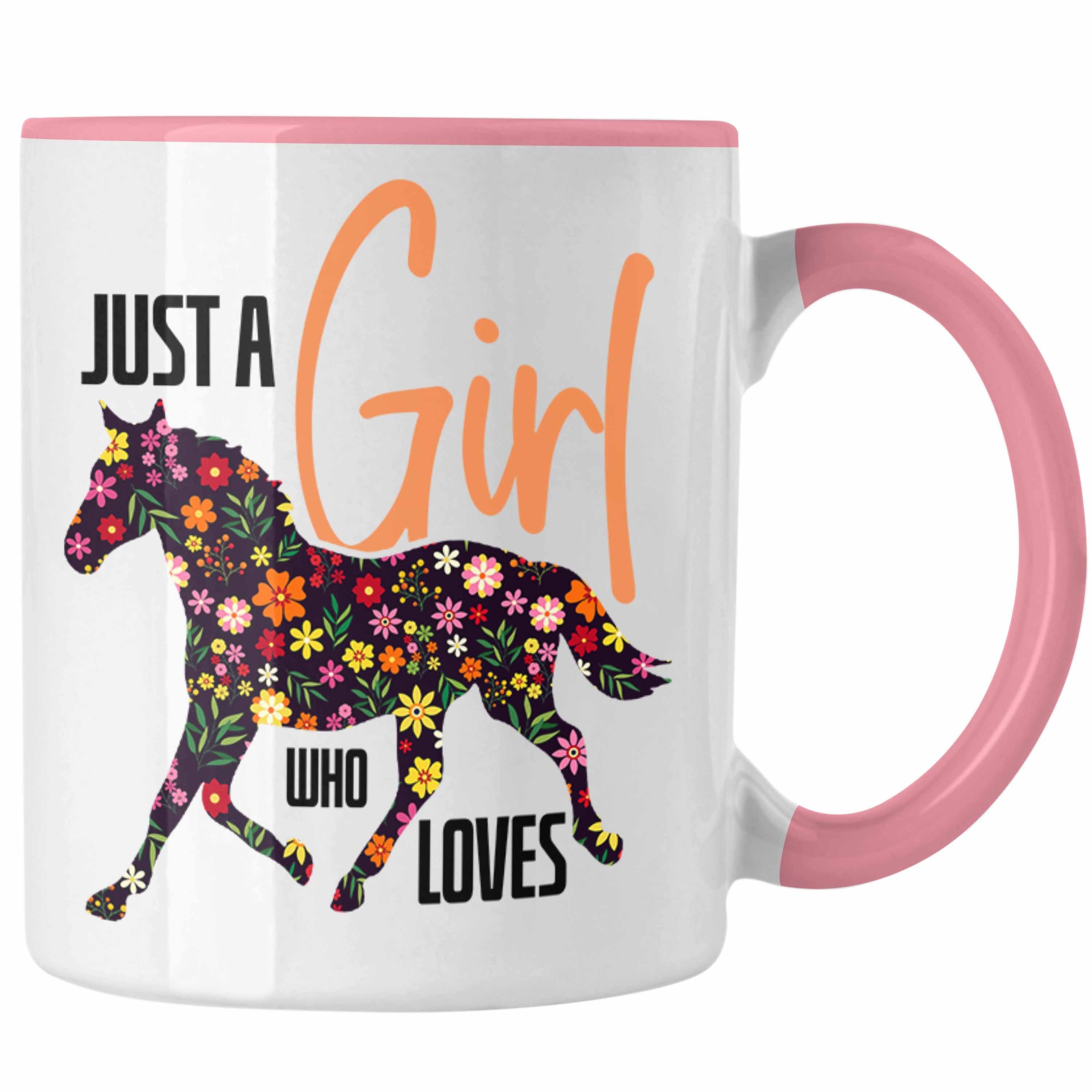 Trendation Tasse Pferde Tasse "Nur Ein Mädchen Das Pferde Liebt" Geschenk für Pferdeli Rosa