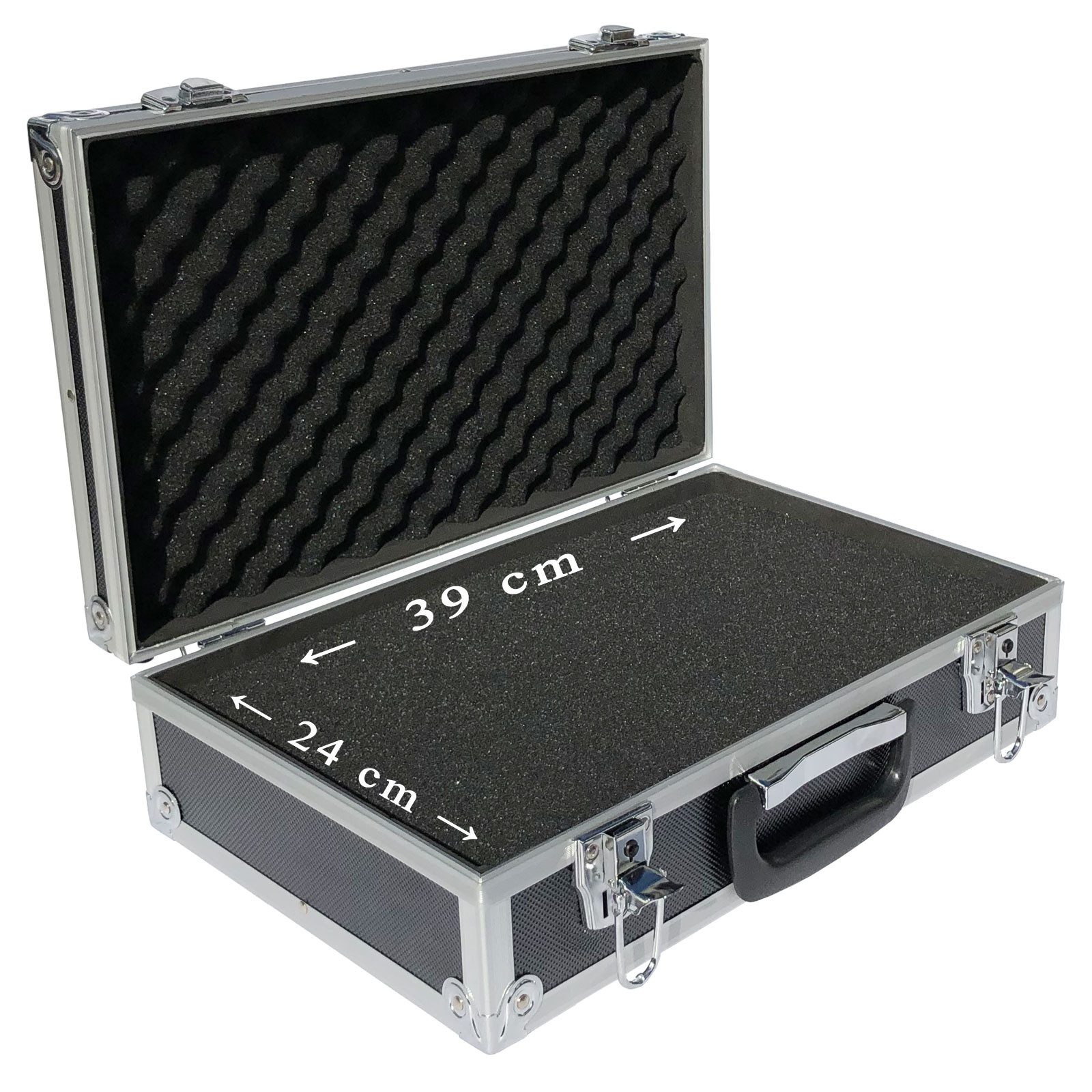 ECI Tools Werkzeugkoffer Aluminium Koffer Schwarz Würfelschaum LxBxH 400 x 250 x115 mm