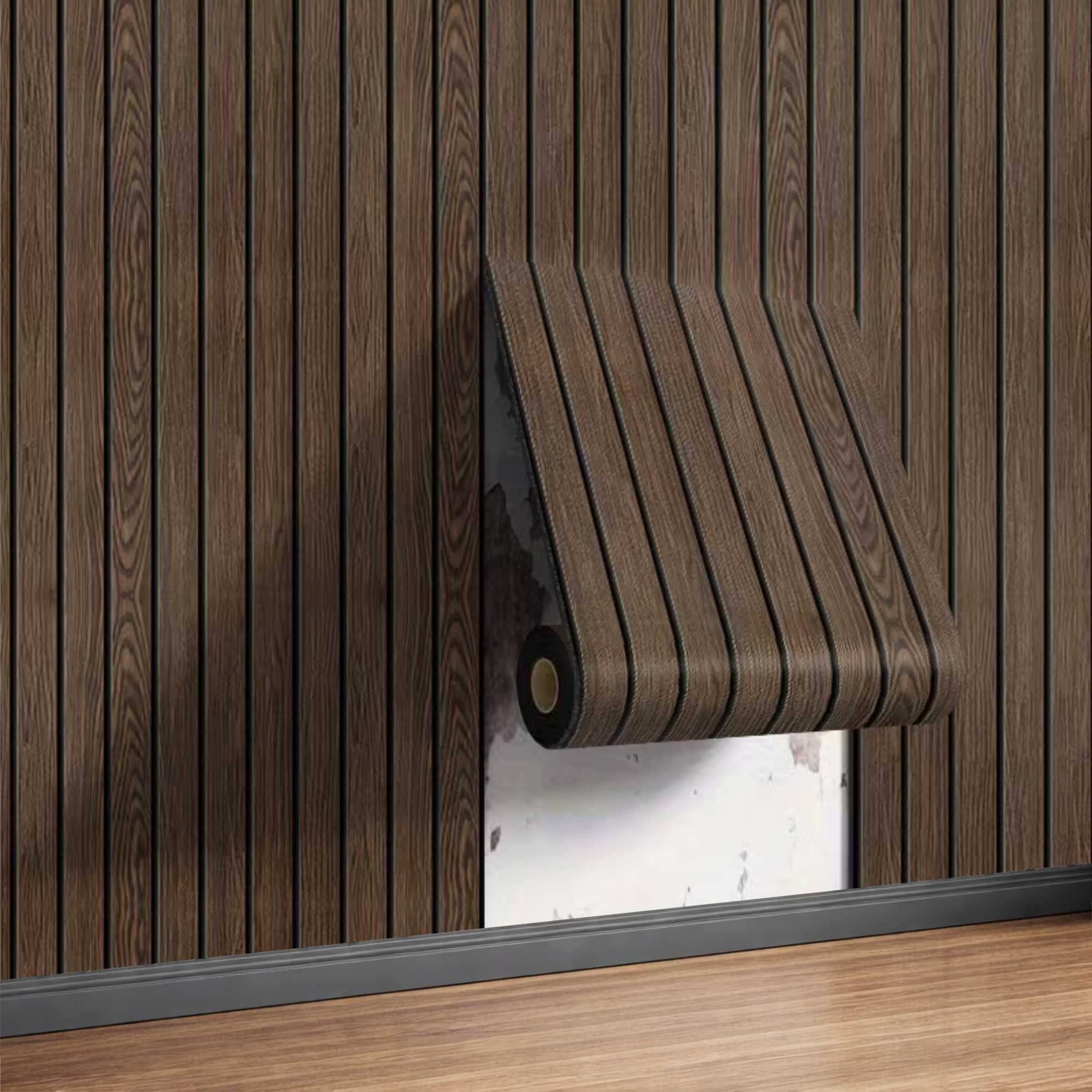 Nomiro Wandpaneel Akustikpaneel selbstklebend Holzoptik 3D Wandpaneel Lamellen 300x40cm, BxL: 40x40 cm, 1,2 qm, (1-tlg)