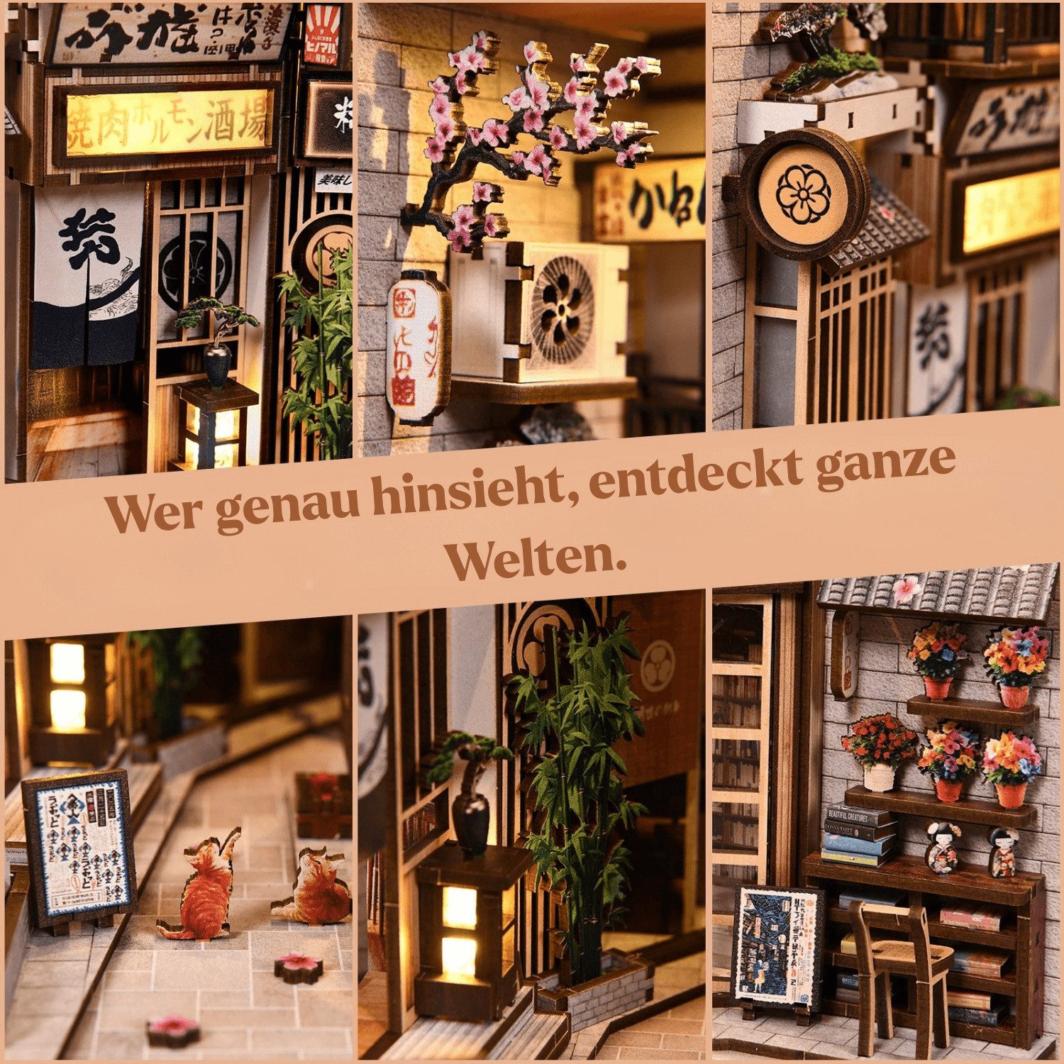 MagicHolz Buchstütze Traditional Japanese Alley Book Nook