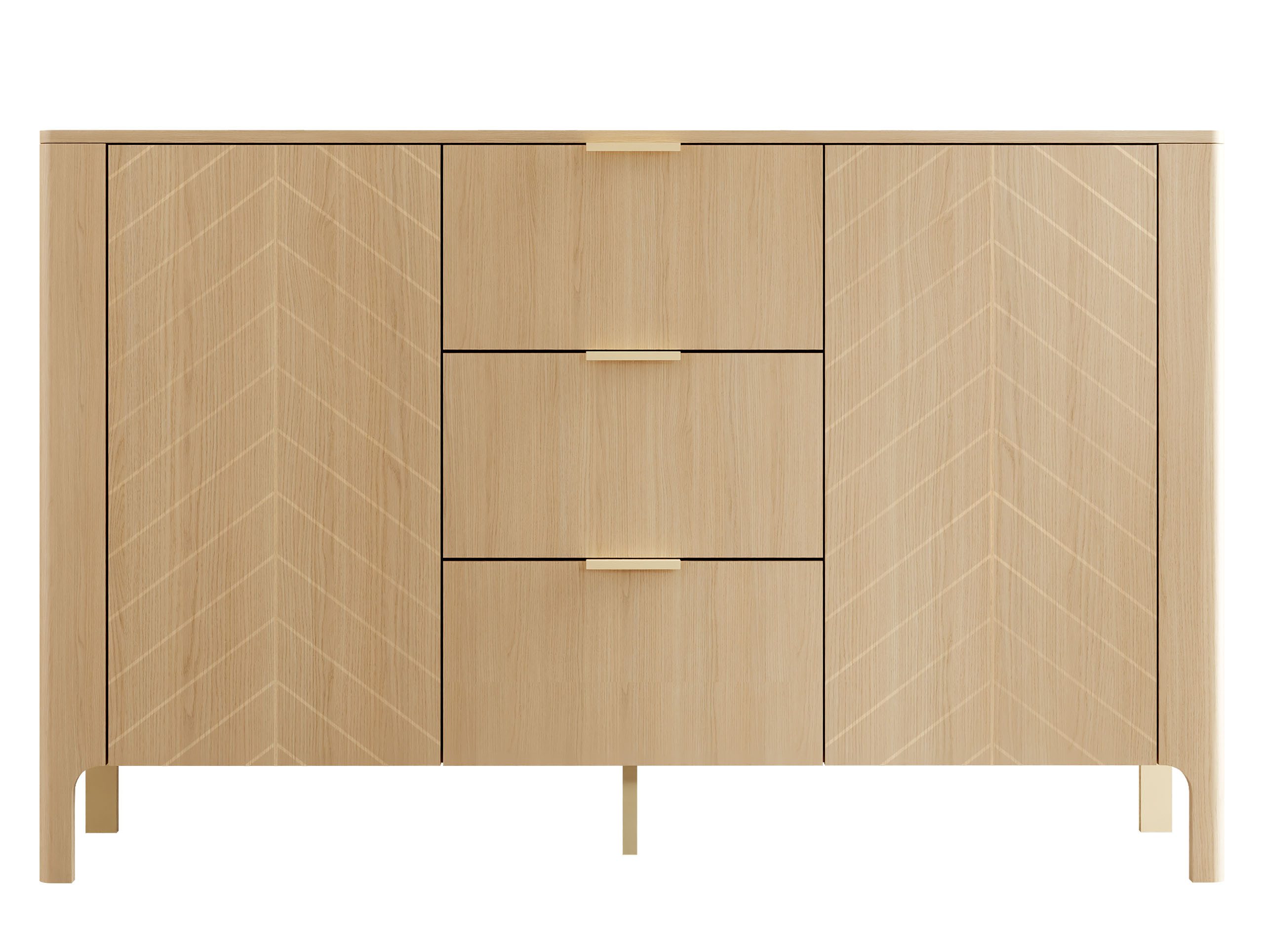 MIRJAN24 Kommode Malumi MM01 2D3SZ (mit zwei Drehtüren und drei Schubleden), 154x41x96 cm