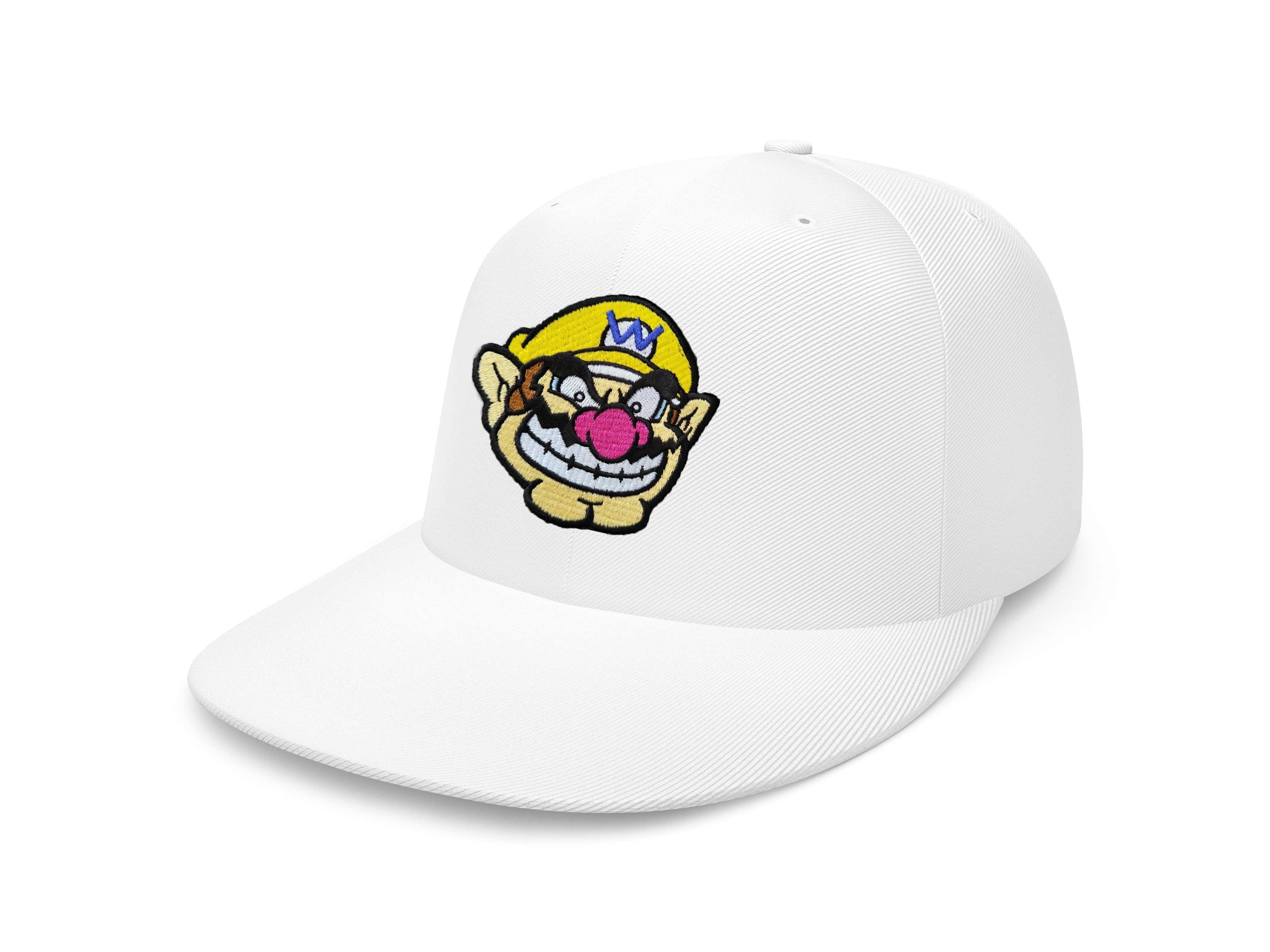 Blondie & Brownie Snapback Cap Unisex Erwachsene Wario Face Stick Patch Mario Luigi Yoshi Snapback Weiß