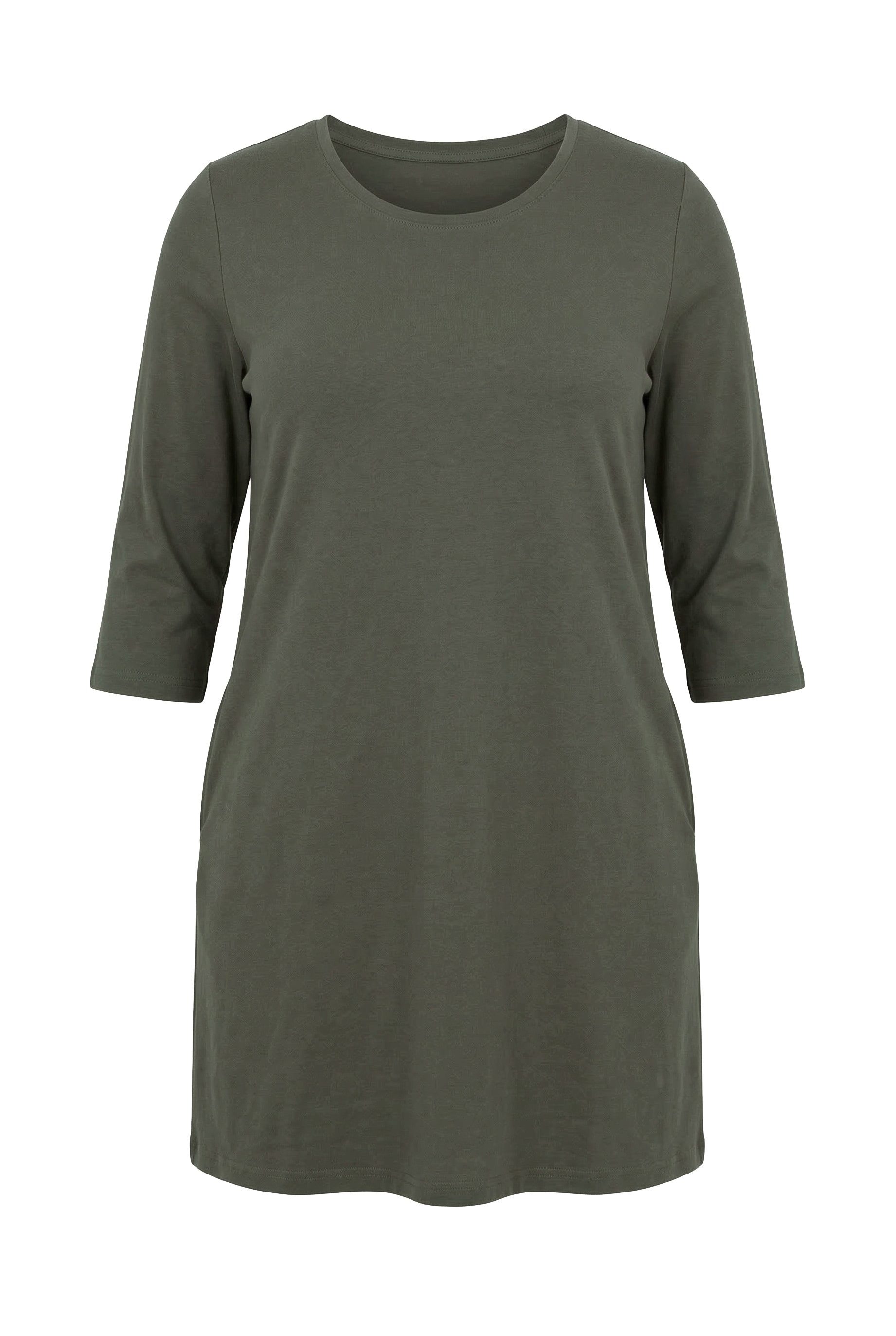 Longshirt Longshirt A-Linie Rundhalsausschnitt 3/4-Arm
