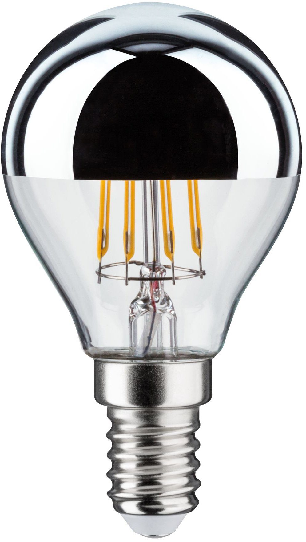 Paulmann LED-Leuchtmittel Tropfen Kopfspiegel 440lm 2700K 4,8W silber dim 230V, E14, 4 St., Warmweiß