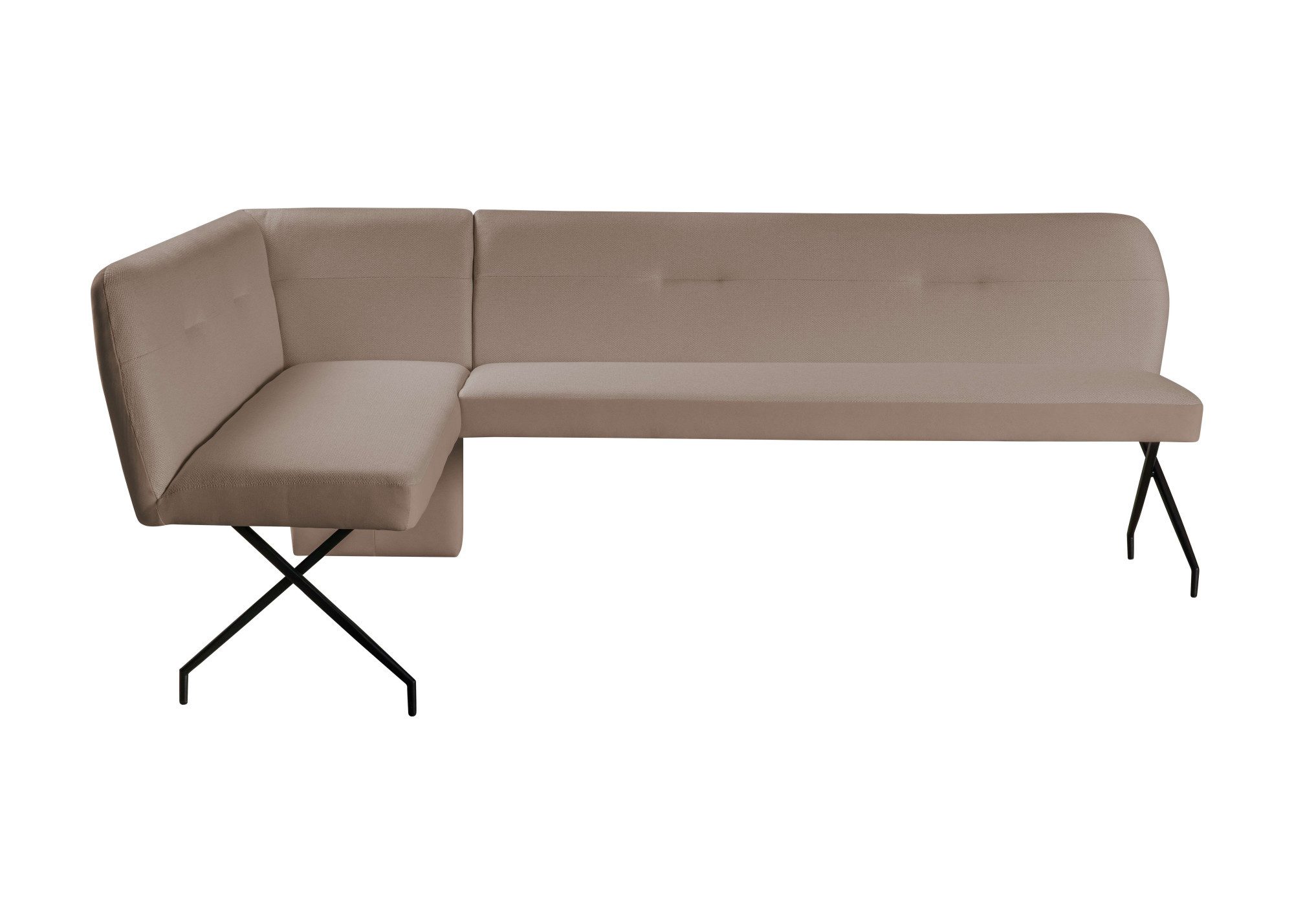 OTTO home Eckbank Bruna Esszimmerbank, Bank, Küchenbank, Polsterbank, Mattschwarzes Metallgestell, 2-Stoff-Design, Wellenfederung im Sitz