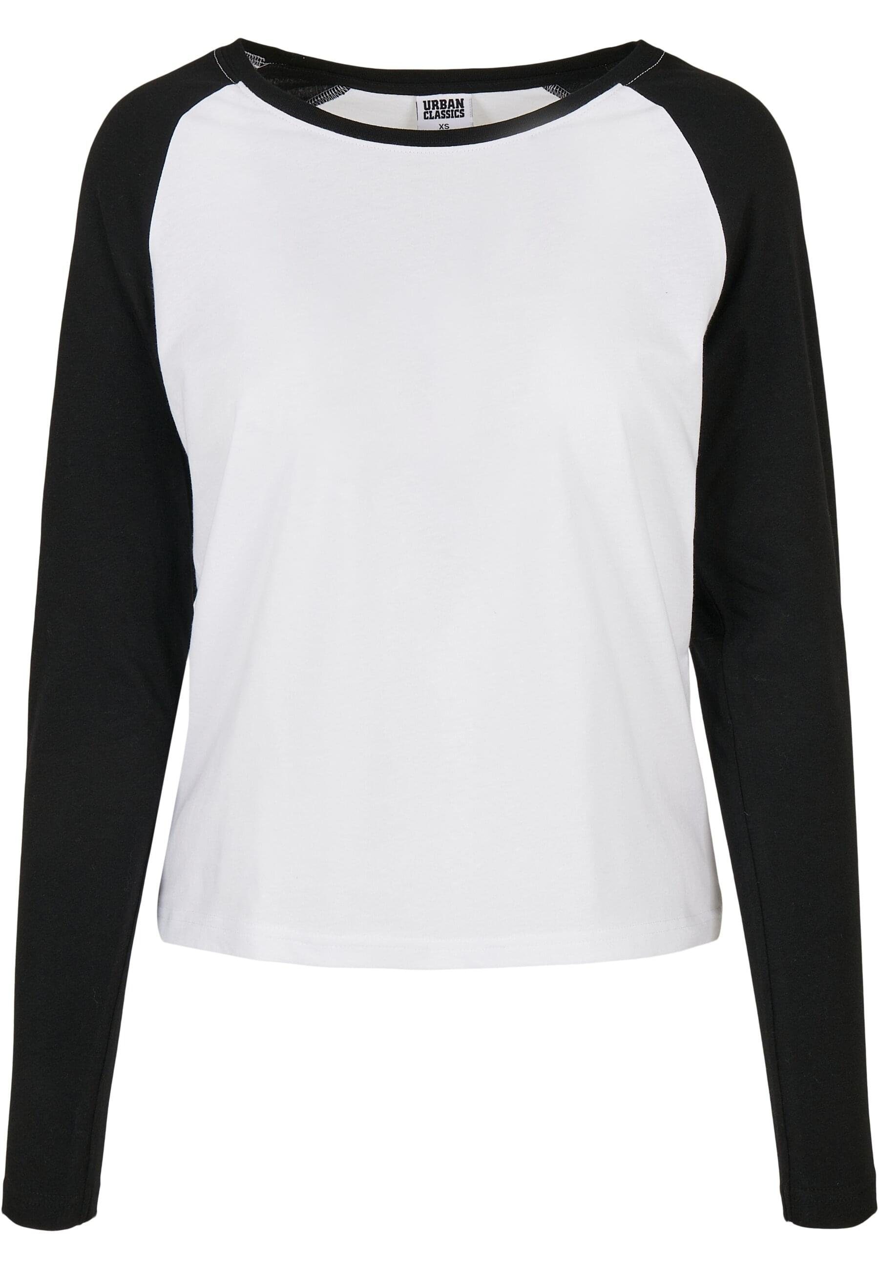 URBAN CLASSICS Langarmshirt Damen Ladies Longsleeve white/black Contrast (1-tlg) Raglan