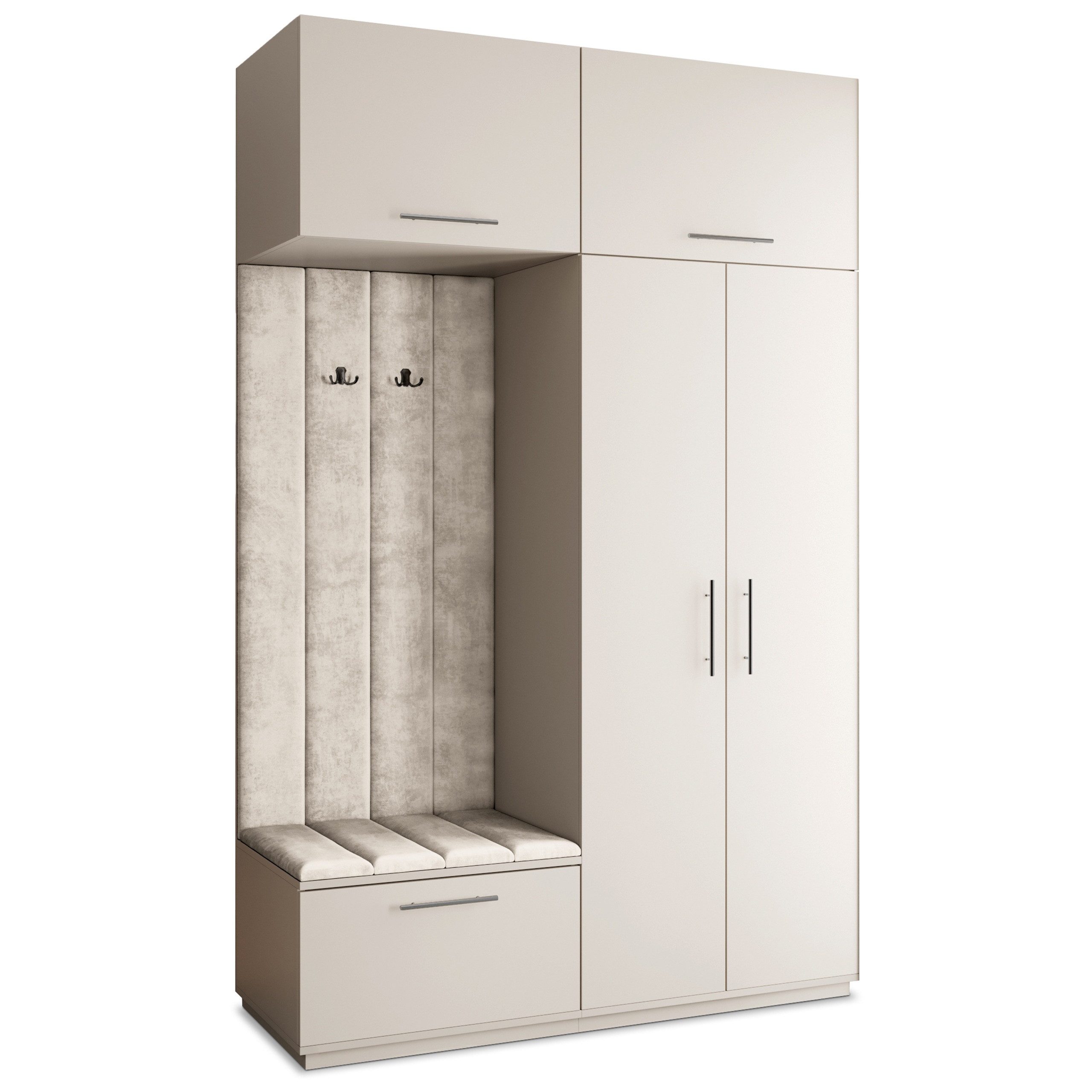 Masseno Garderobenschrank REMA 150 x 240 cm Garderoben-Set mit 2 Türen Kaschmir