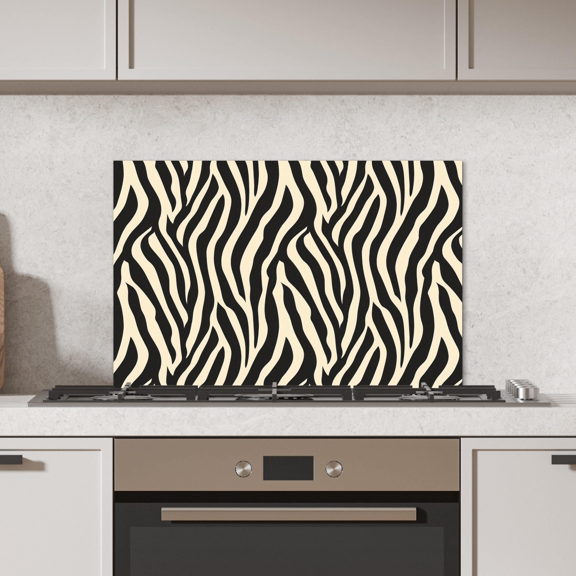 KitchenYeah Küchenrückwand Zebra - Druck - Klassisch - Schwarz, (1-tlg), Spritzschutz Küche, Küchendeko, 60x40 cm