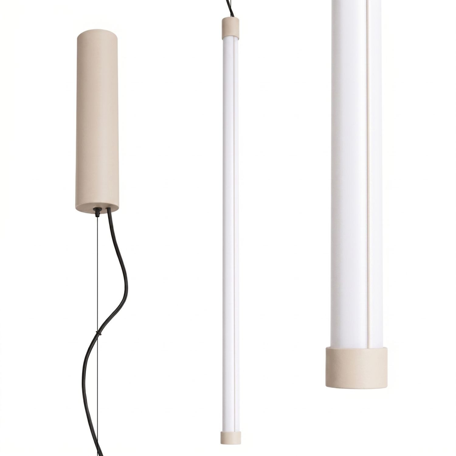 Licht-Erlebnisse Pendelleuchte ORSAY, LED fest integriert, Neutralweiß, Metall LED dimmbar Ø 3 cm H: max. 200 cm Beige rund 4000 K 2198 lm