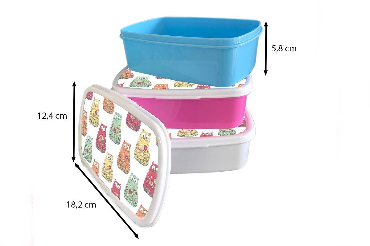 Kinder, Katze für Muster Kunststoff, - Kinder Blumen - Jungs Mädchen Lunchbox weiß - - Kinder - für Brotbox Erwachsene, (2-tlg), und und Brotdose, Mädchen - MuchoWow Mädchen
