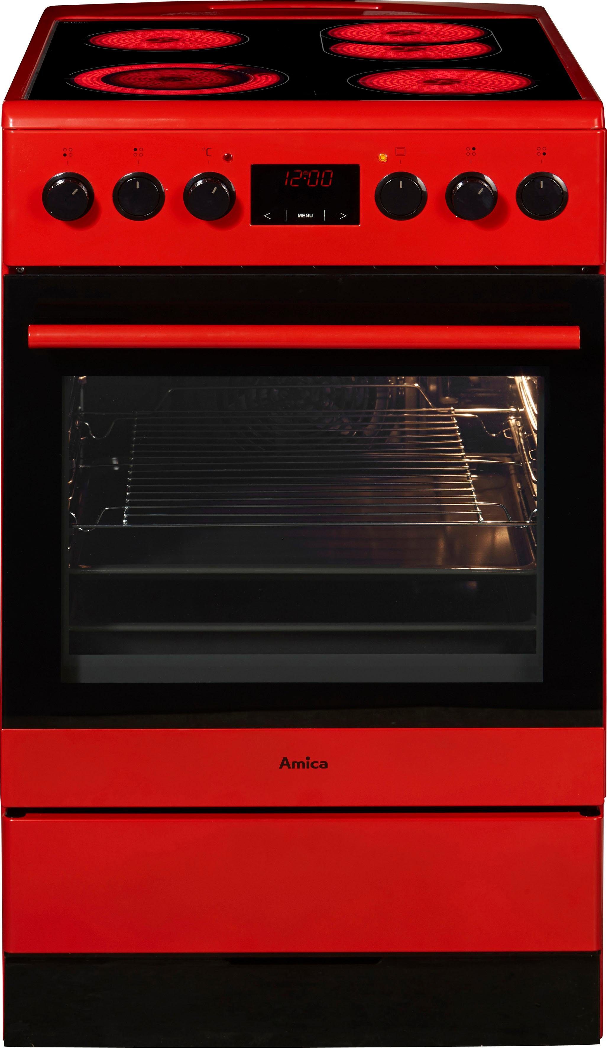 Amica Elektro-Standherd SHC 11504 R, mit 2-fach-Teleskopauszug, Steam Clean, Ofen mit 11 Programmen und zweistufig ausziehbaren Backblechschienen.