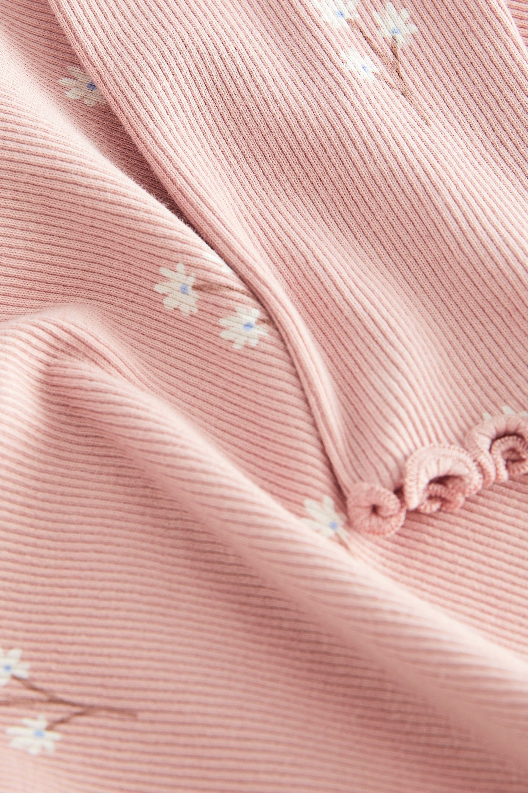 Langärmeliges (1-tlg) Langarmshirt Feinripp-Shirt Floral Next Ditsy Pink