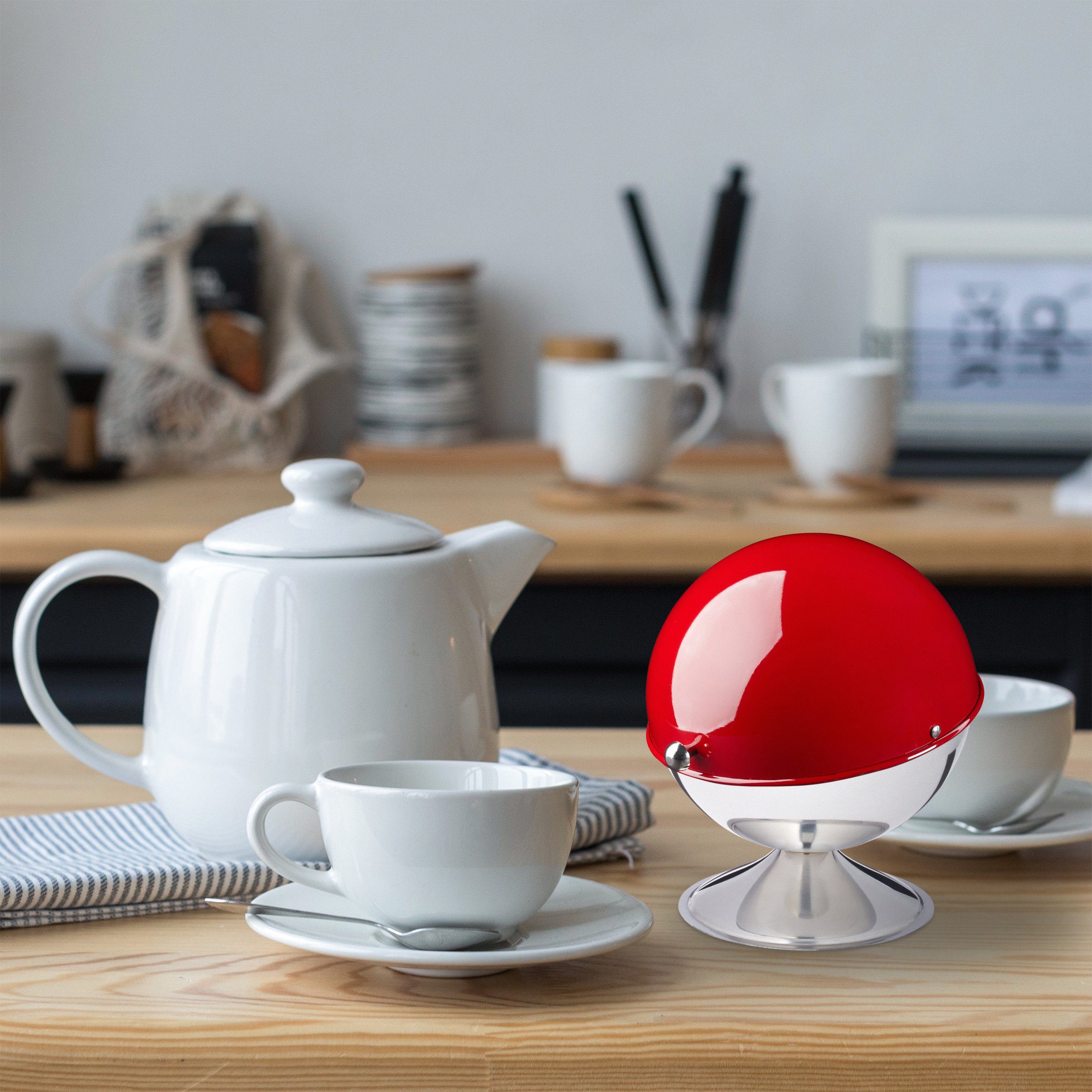 relaxdays Zuckerdose Edelstahl, Edelstahl, rot