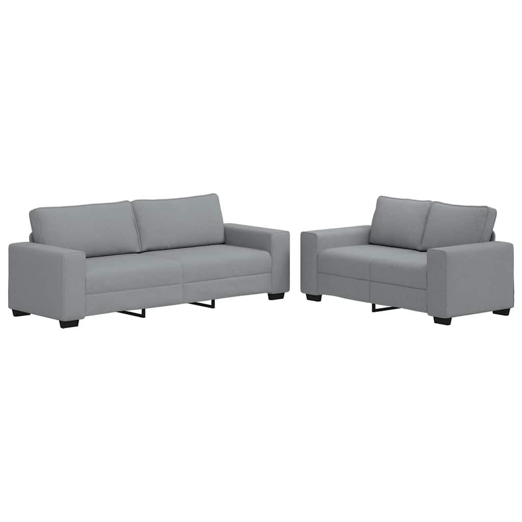 vidaXL Sofa 2-tlg. Sofagarnitur mit Kissen Hellgrau Stoff, 1 Teile