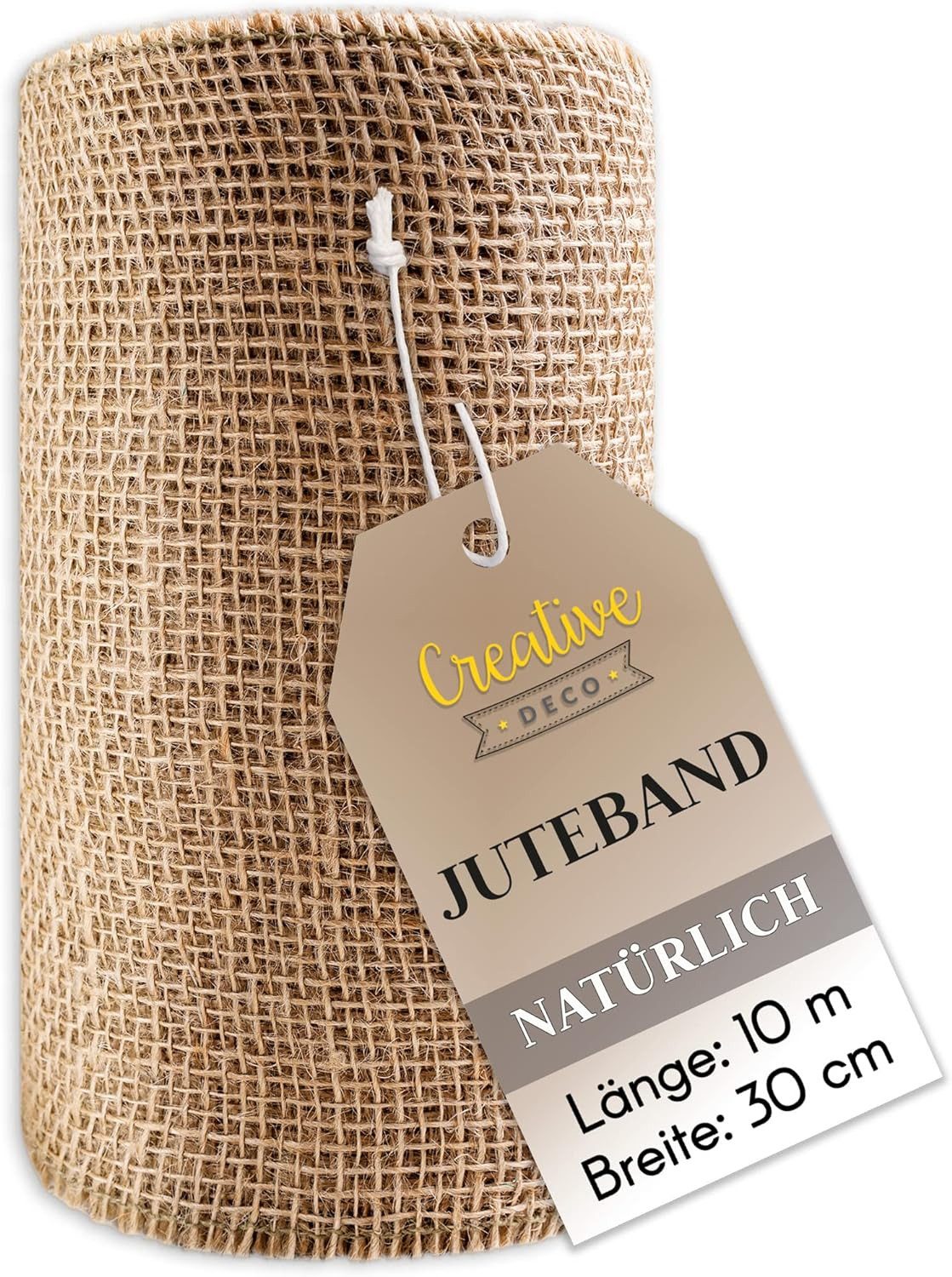 Creative Deco Bastelnaturmaterial Juteband Jute Tischläufer 10 m, Nähte an den Rändern