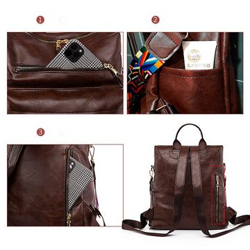 FIDDY Cityrucksack Damenmode Rucksack Geldbörsen ausDiebstahlschutz Damenhandtaschen (Geldbörse mit vielseitigem Design, als Umhängetasche), Handtasche, Schultertasche und Reisetasche umwandelbar.
