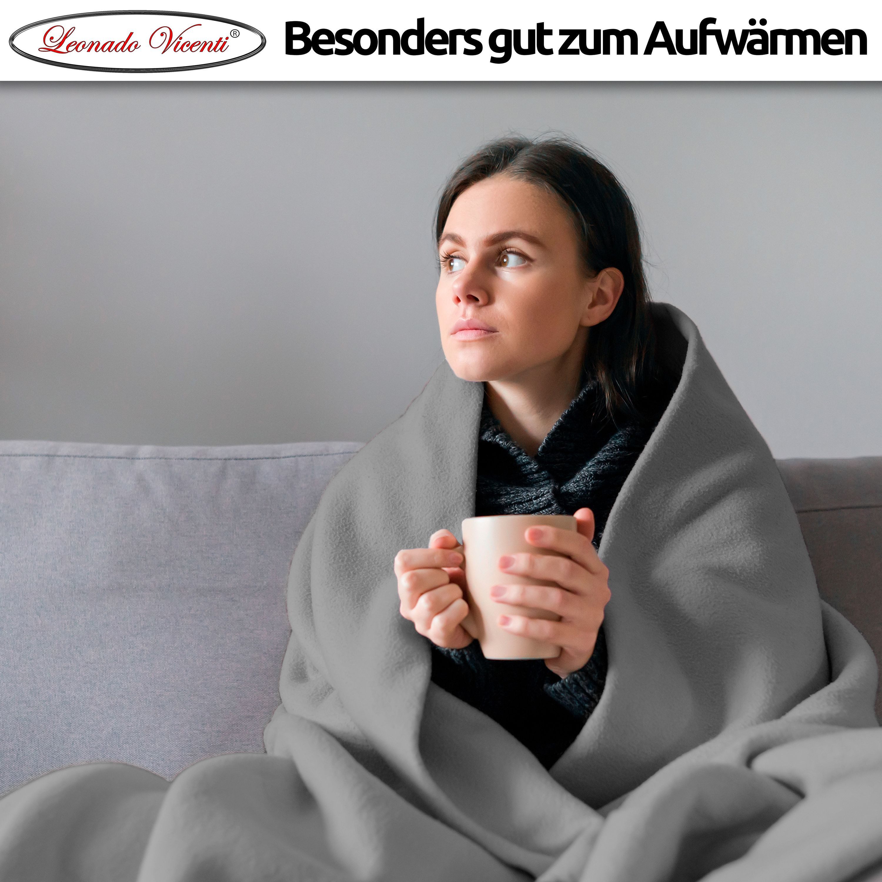 Wohndecke kuschelig warm 150x200, 220x240 oder 270x230, Leonado Vicenti, Kuscheldecke flauschig weich, Einfarbig – Bild 5 von 5