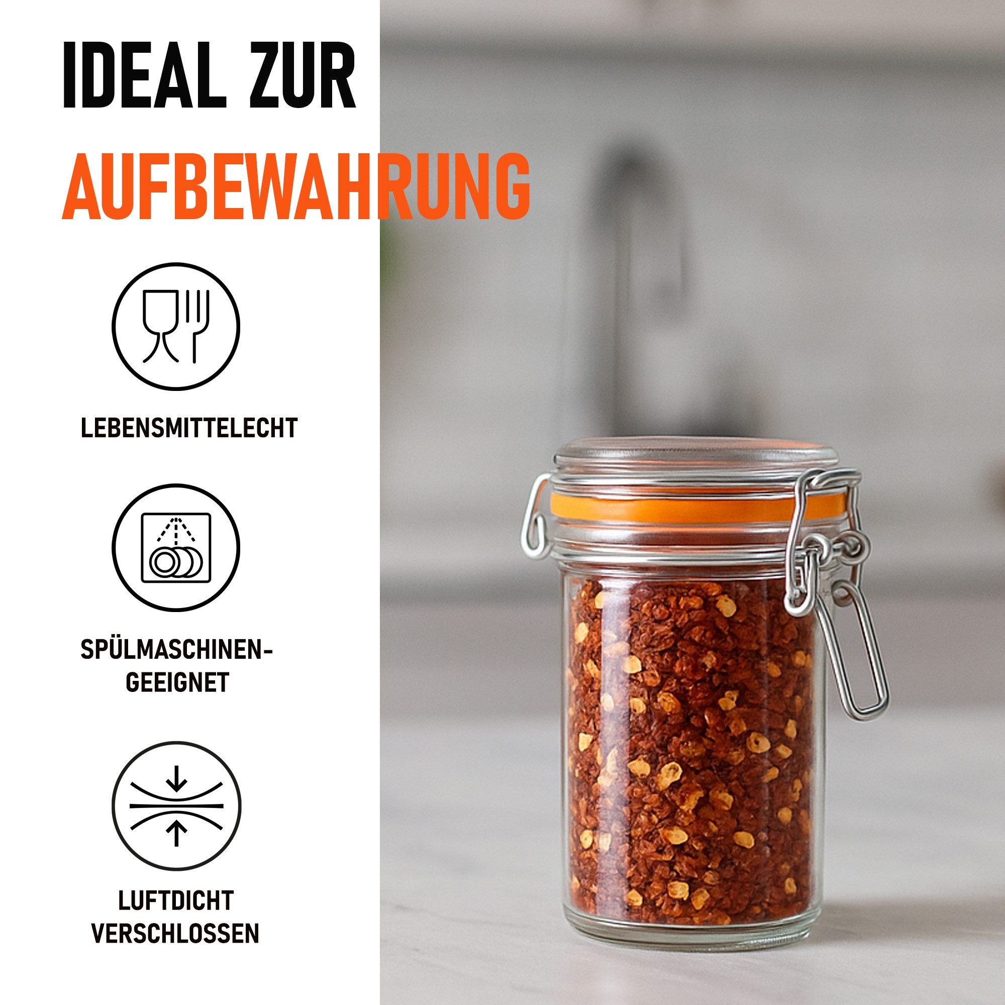 Bestlivings Einmachglas mit Bügelverschluss 70ml, Glas, (24-tlg), luftdicht, wiederverwendbar, spülmaschinengeeignet – Bild 4 von 5