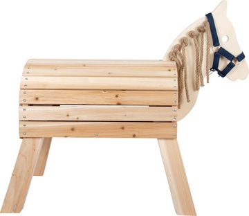 Small Foot Holzpferd Reitpferd kompakt für Kinder, praktischer Stauraum im Bauchbereich, mit Klappe verschließbar