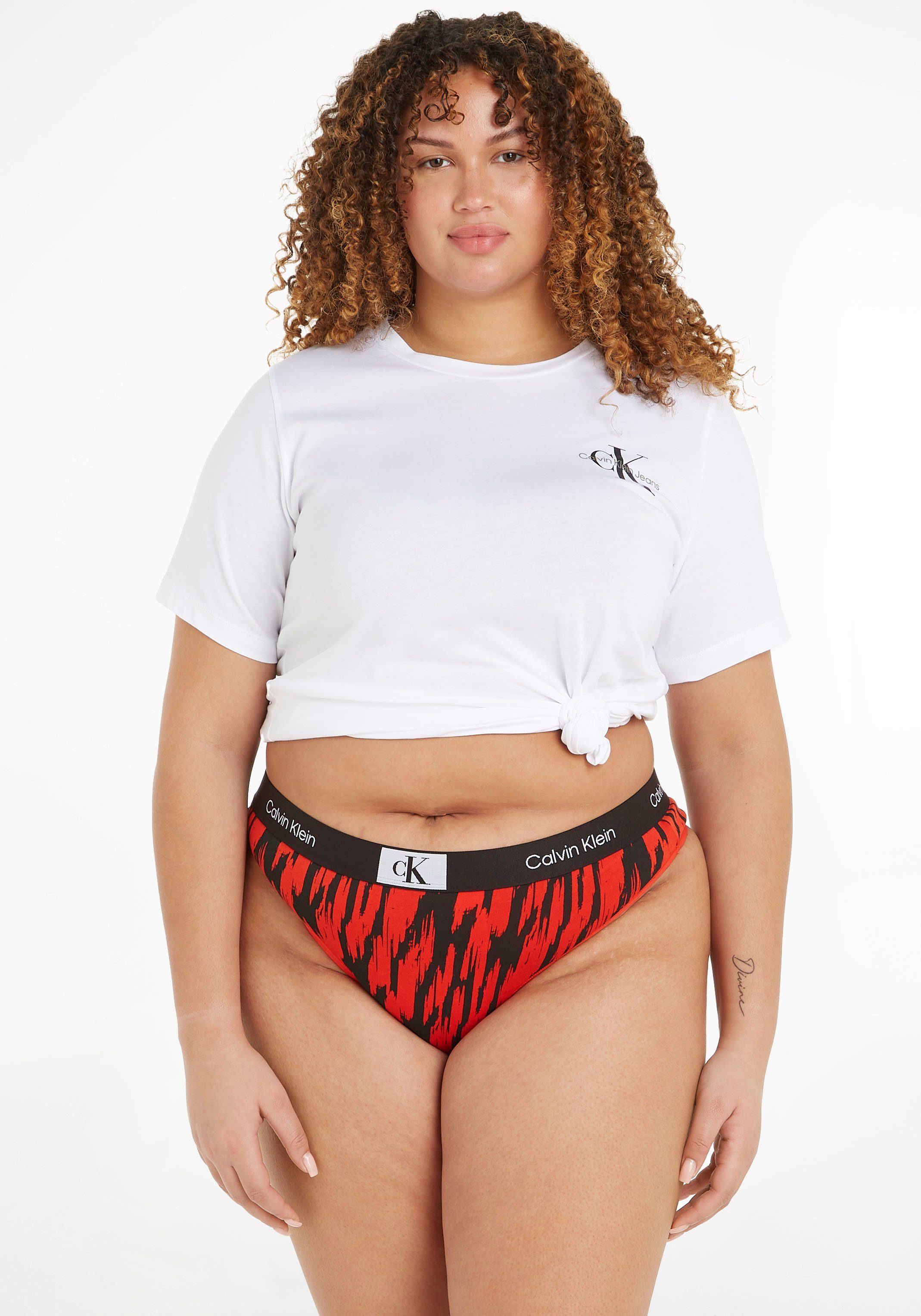 Calvin Klein Underwear T-String MODERN THONG mit Alloverprint BLUR-LEOPARD/HAZARD | Unterhosen