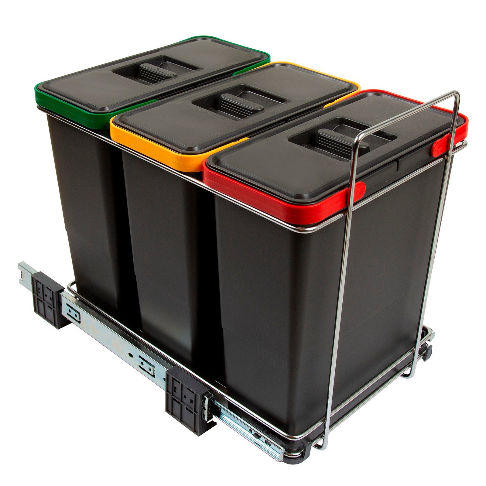 SO-TECH® Mülltrennsystem Abfallsammler Ecofil PF01 34B4 12+12+12L, mit Deckel voll ausziehbar Korpusbreite ab 40 cm