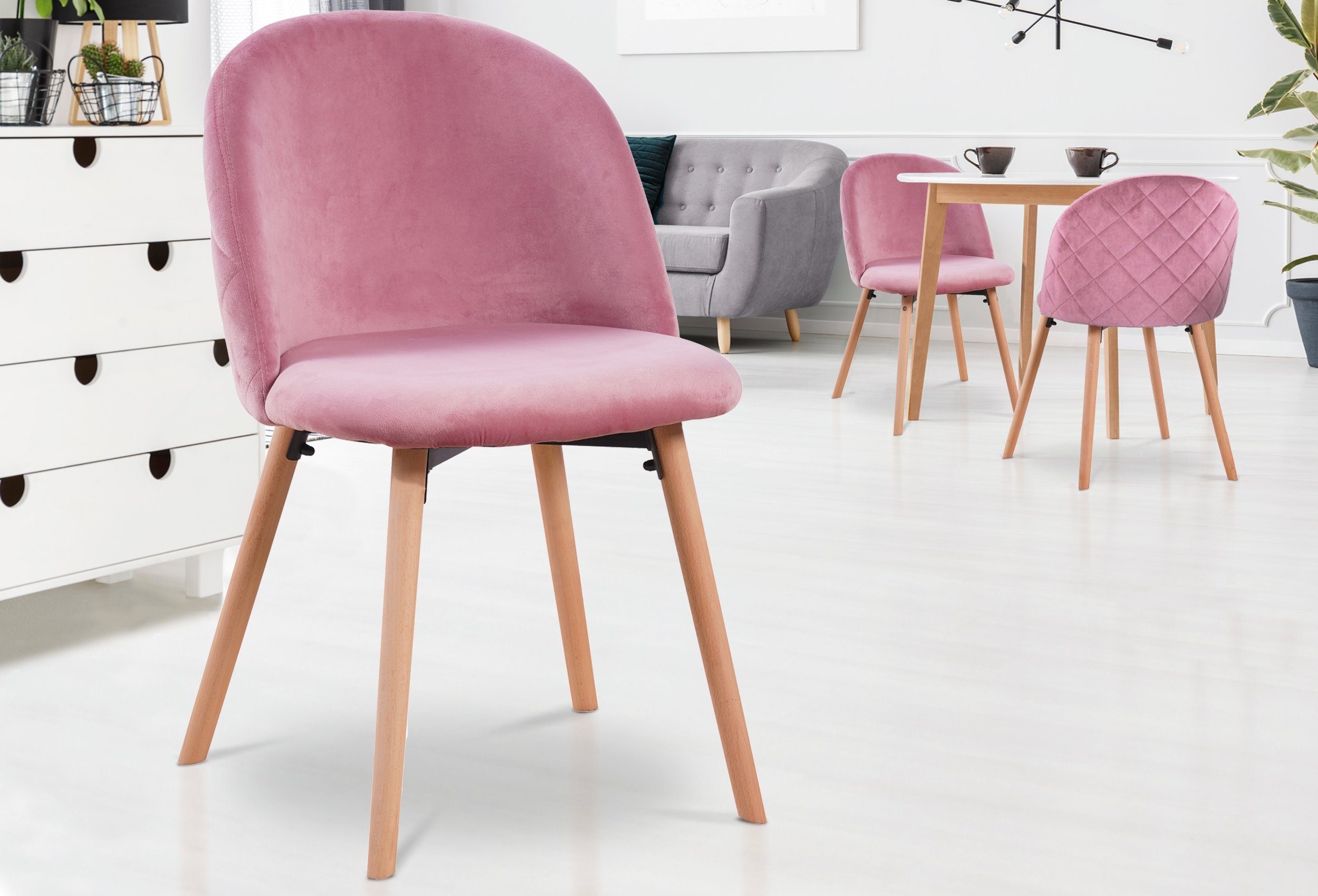 Natliedop Esszimmerstühle 6er-Set - PU-Leder Mit Hoher Rückenlehne | Orange | Modernes Design