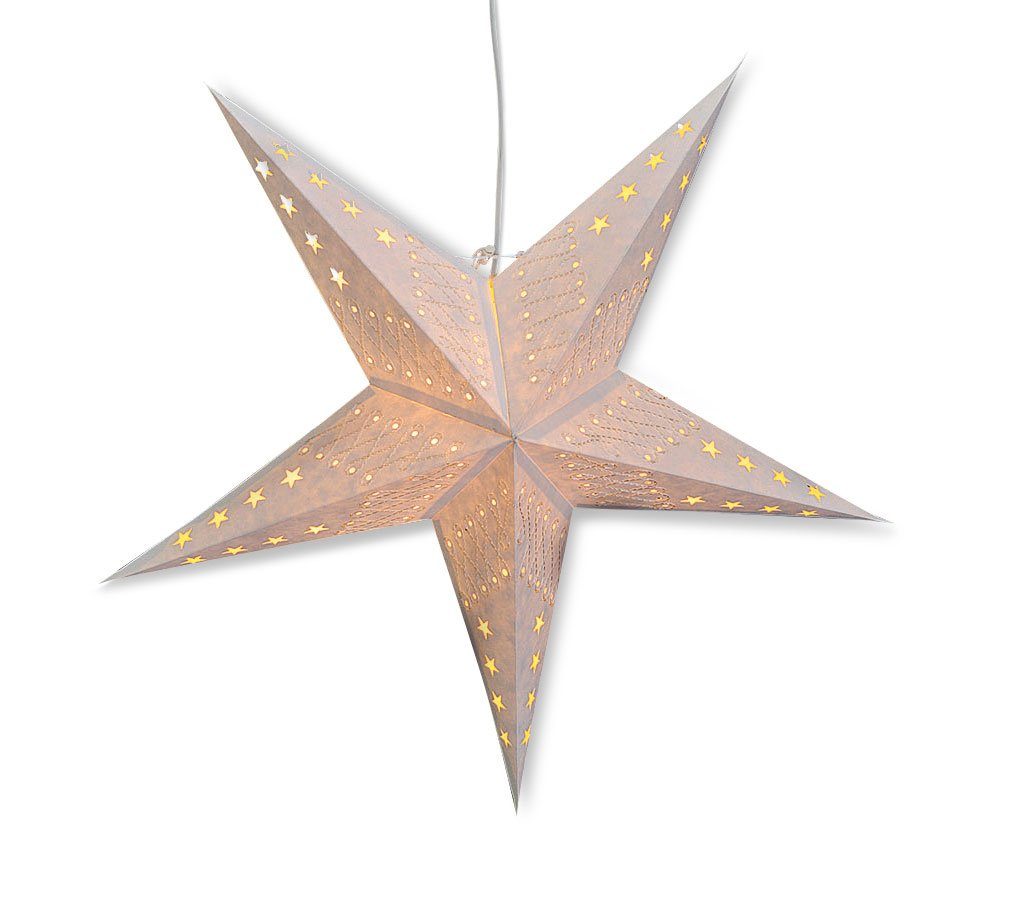 Levandeo® Papiersterne, Leuchtstern 5 Zacken weiß 60cm Papiertstern Weihnachtsstern inkl. € 12,99