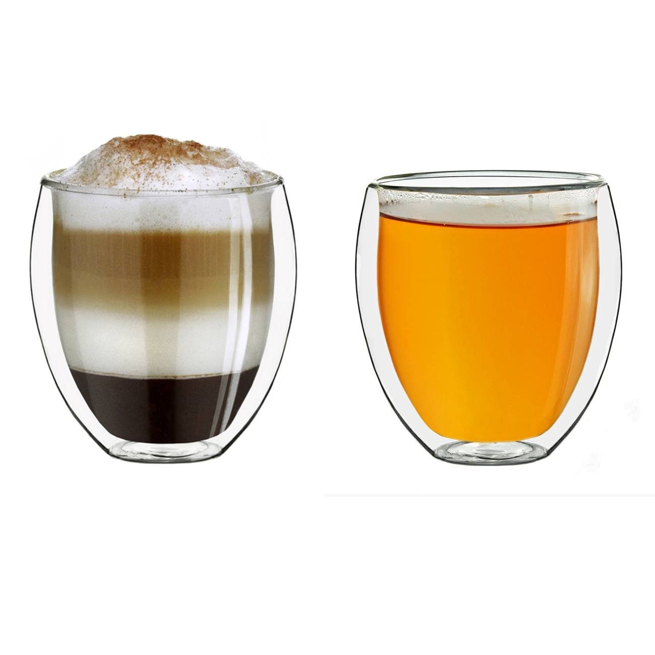 Creano Teeglas Doppelwandige Gläser 250ml „DG-Bauchig“, 2er Set aus Borosilikatglas