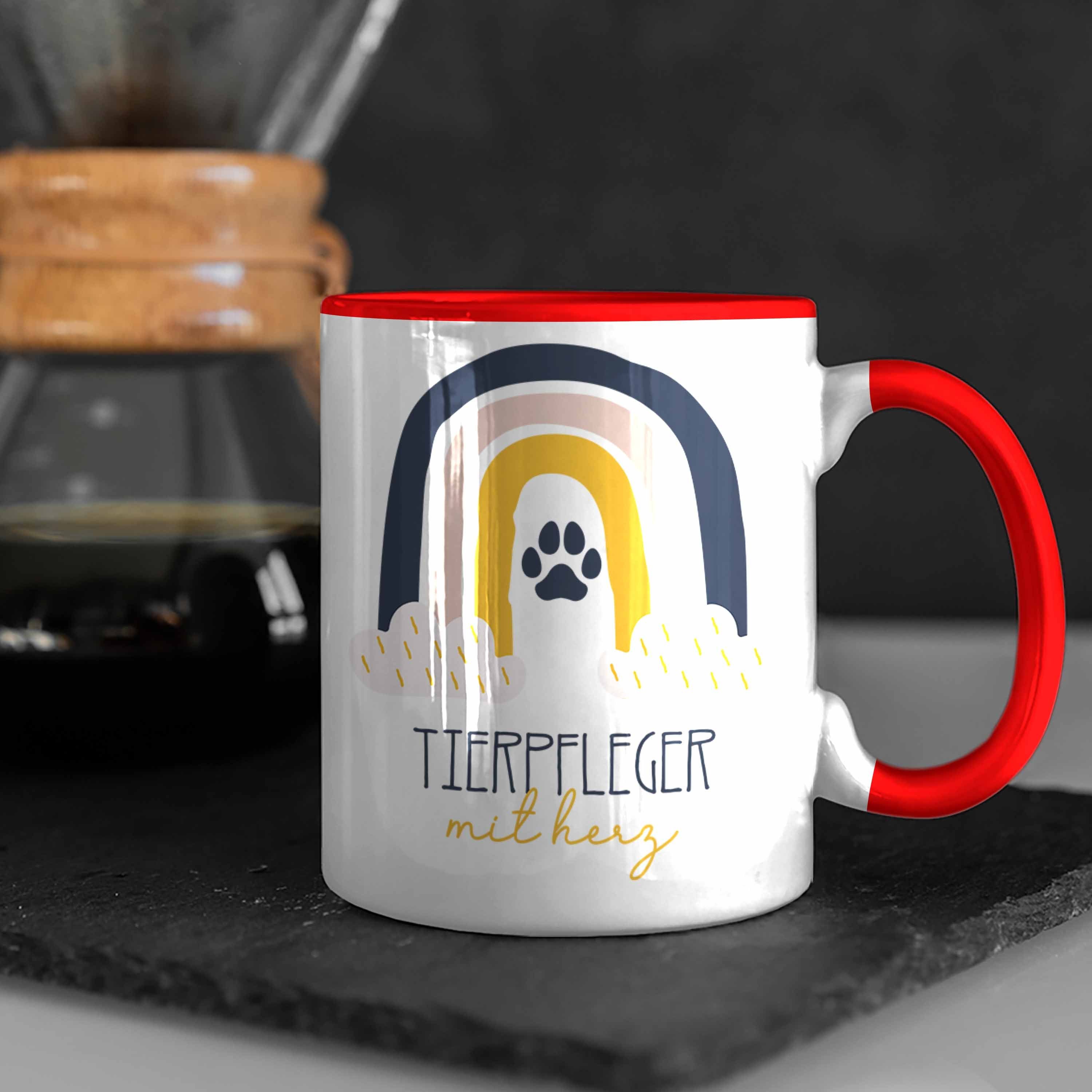 Trendation Tasse Tierpfleger Tasse Geschenk Tierpf Geschenkidee Rot für Danke Kaffeetassse