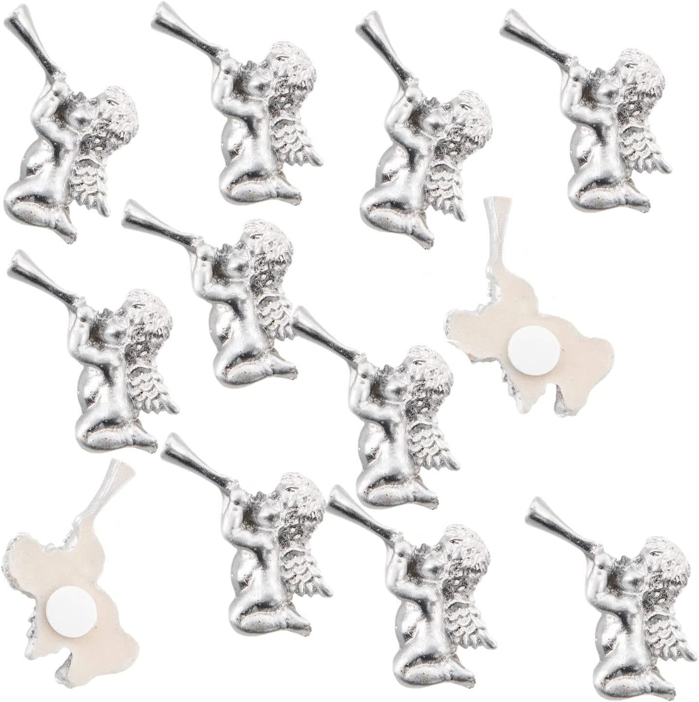 Logbuch-Verlag Dekofigur 12 kleine silberfarbene Engel - Mini Streudeko mit Klebepunkt 2,5 cm