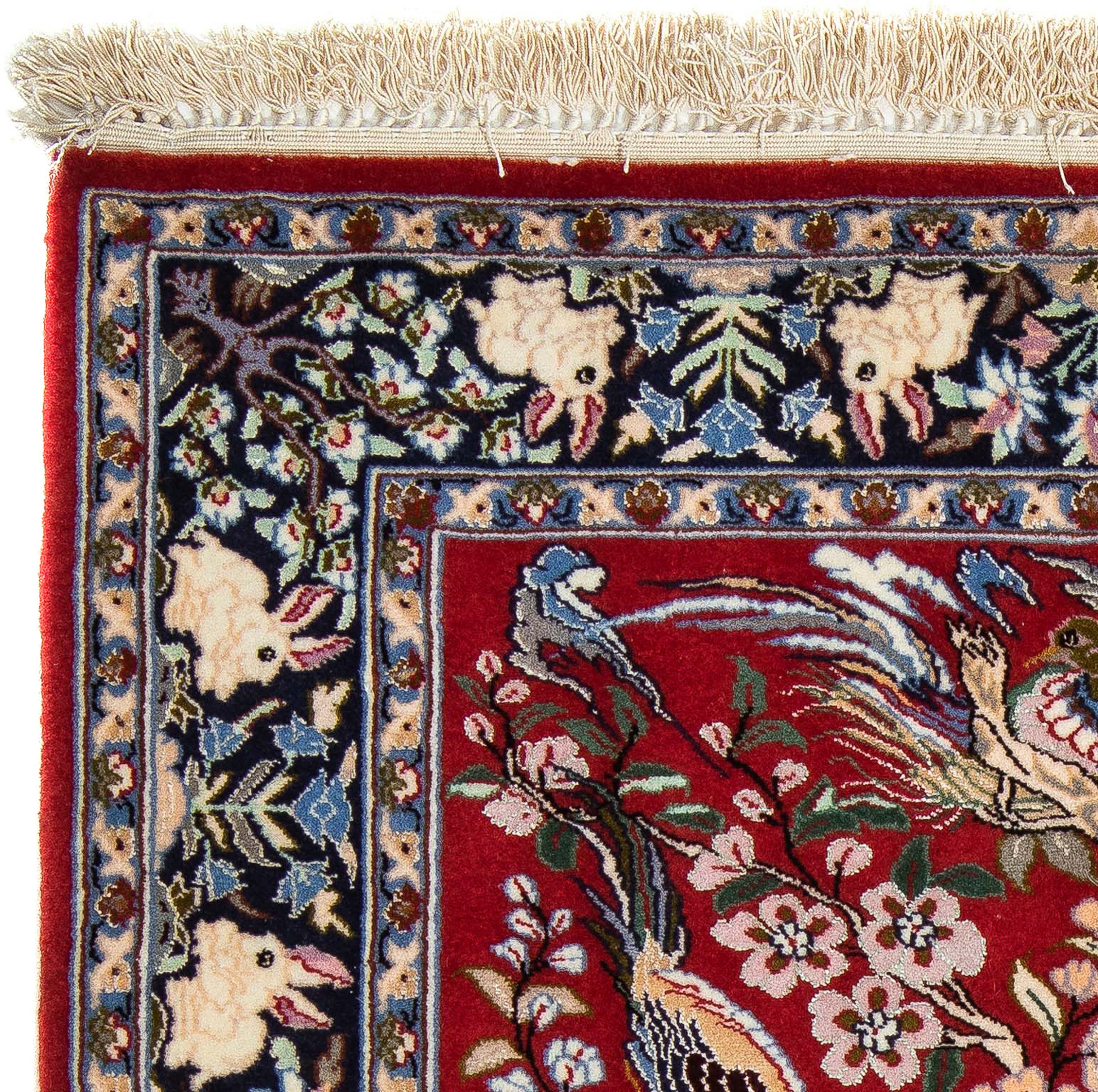 Orientteppich Perser - Isfahan - - Premium Einzelstück mit Handgeknüpft, Zertifikat Wohnzimmer, x - Höhe: 70 mm, rot, 6 cm 105 morgenland, rechteckig