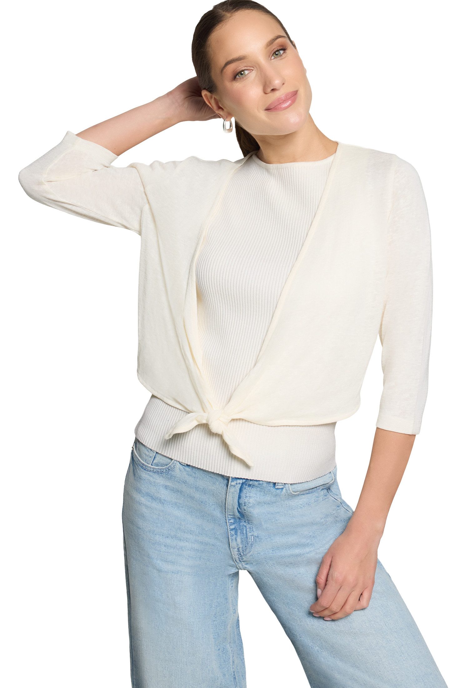 Zero Sweatjacke Damen mit 3/4 Arm Wickel-Design