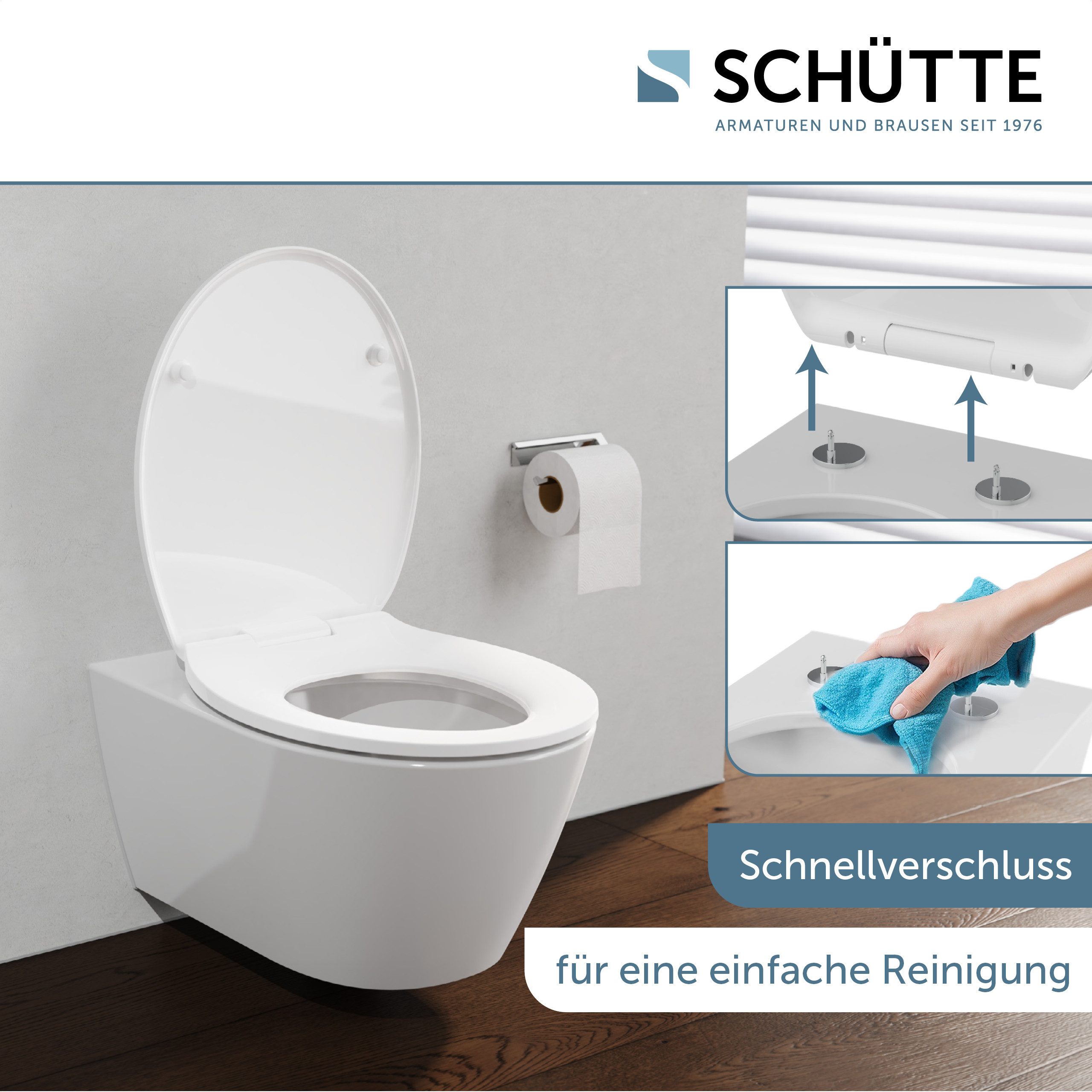 Schütte WC-Sitz WHITE, aus Kunststoff, mit Absenkautomatik und Schnellverschluss