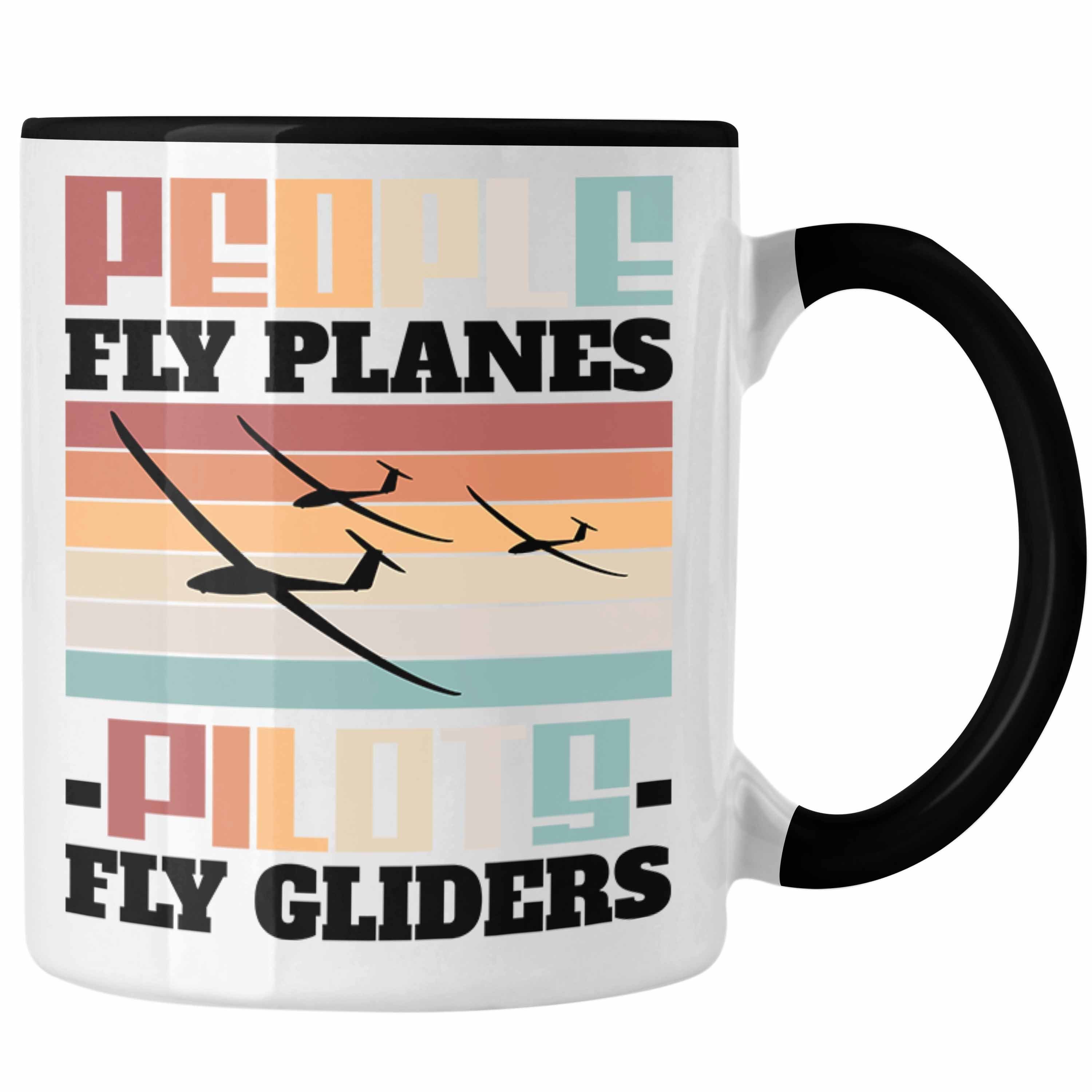 Geschenkidee Schwarz Play Gliders Tasse Segelflugzeug Seg Pilots Segelflieger Spruch Trendation