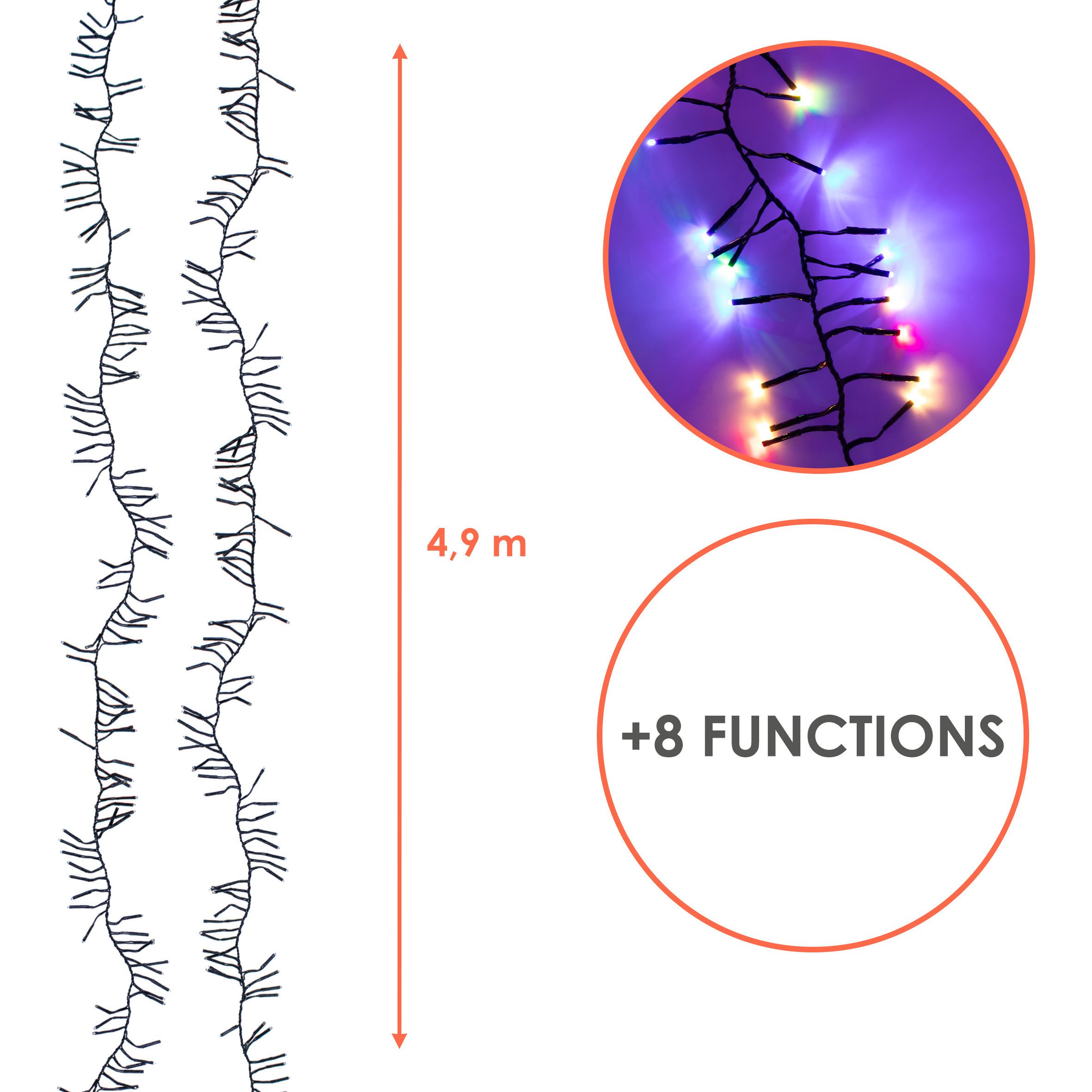 Spetebo LED-Lichterkette bunt für Außen mit Timer und Netzstecker, 384-flam günstig online kaufen