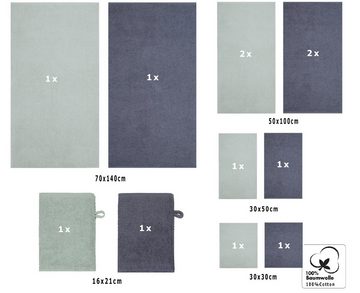 Betz Handtuch Set 12 TLG. Handtuch Set BERLIN Farbe Jade - dunkelgrau, 100% Baumwolle (12 Teile)