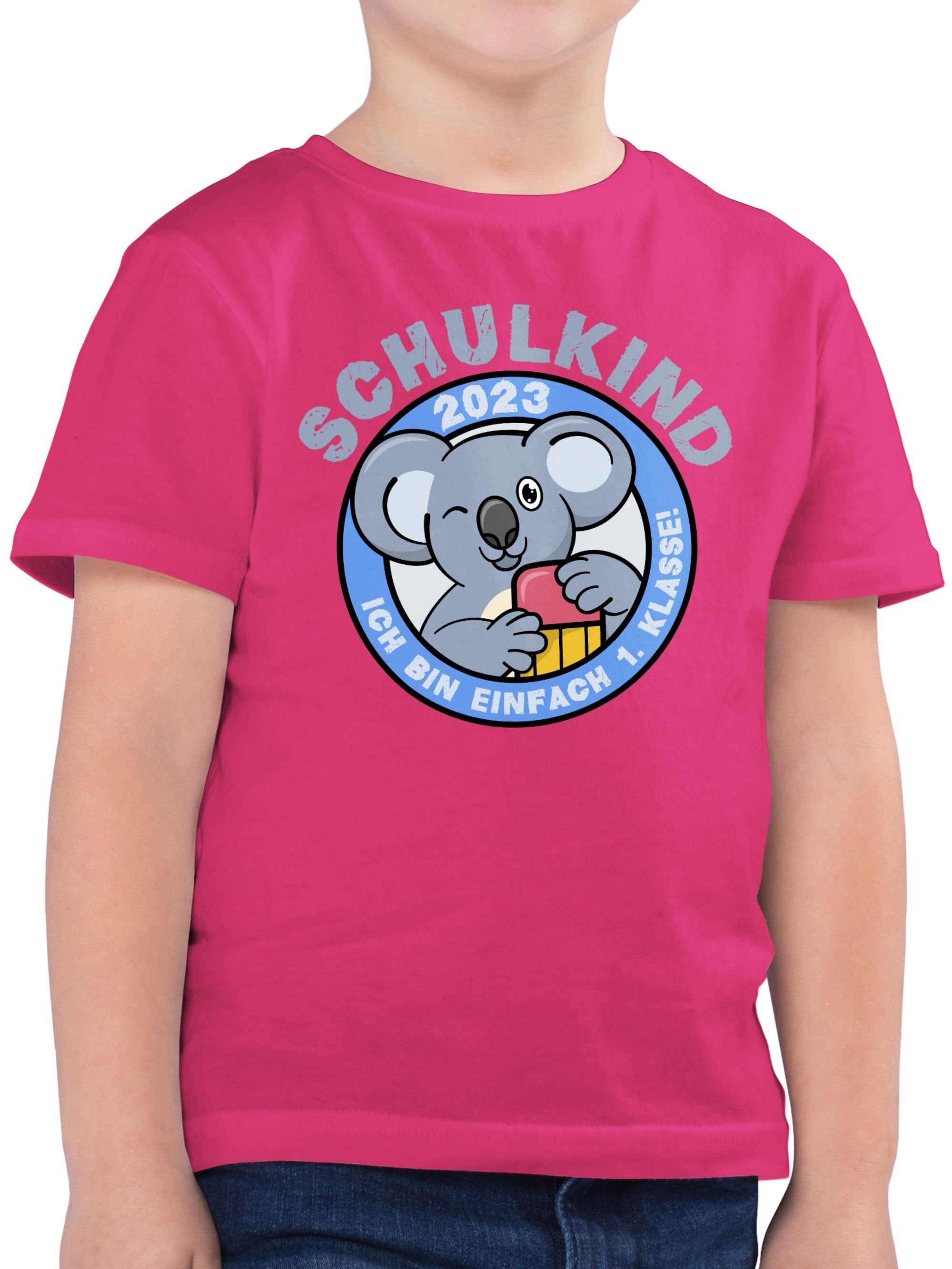 Shirtracer T-Shirt Schulkind 2023 Ich bin einfach 1. Klasse Koala Einschulung Junge Schulanfang Geschenke 03 Fuchsia