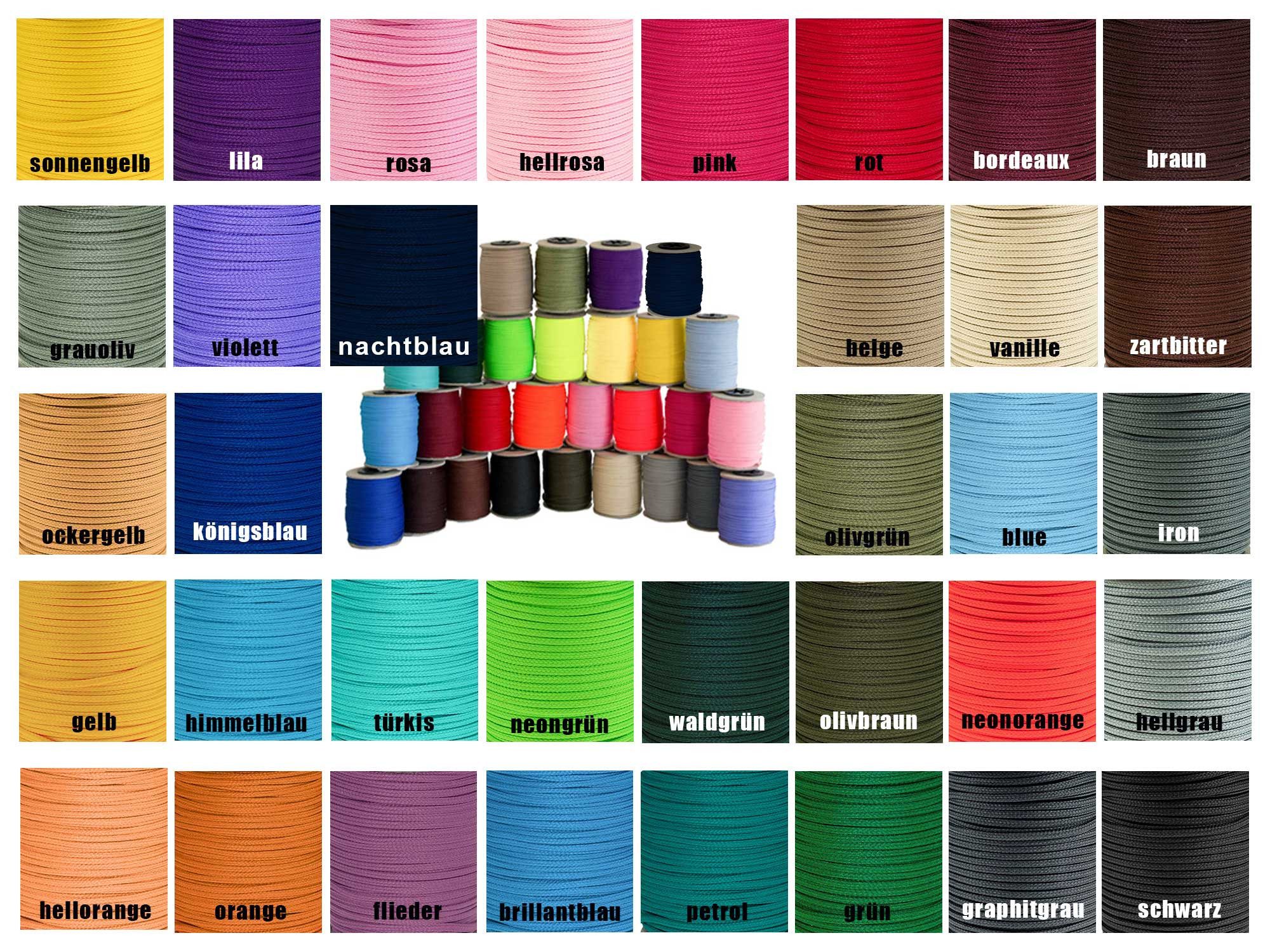 maDDma Seil 50 Meter Polyesterschnur / Flechtschnur 2mm - 8-fach geflochten!, hellbeige